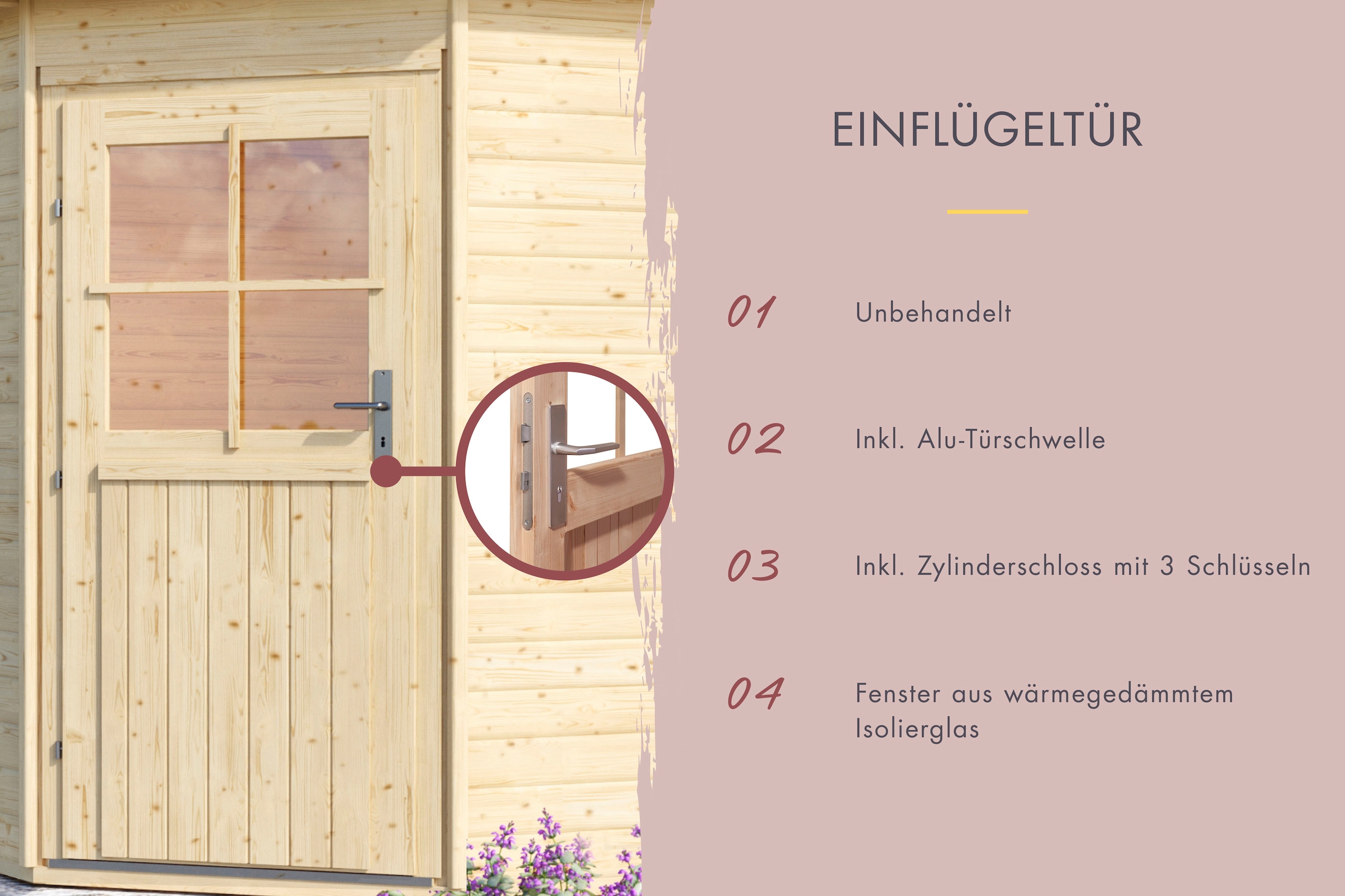 Karibu Saunahaus »Ralf« klassische Tür
