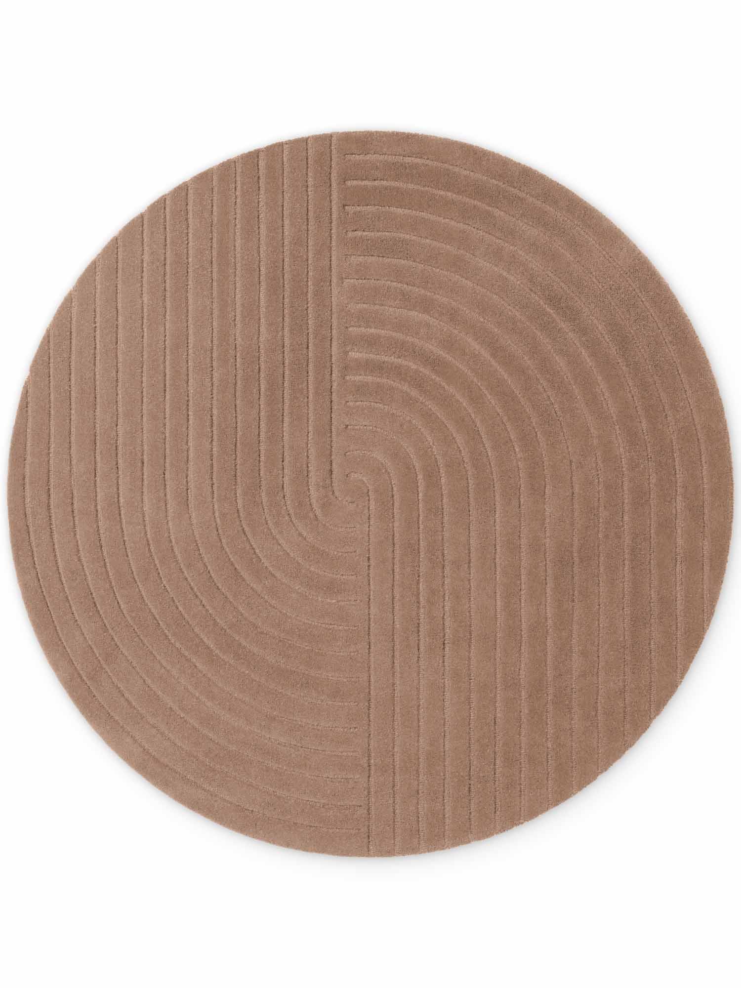 vikosa Wollteppich »Arcura« rund 15 mm Höhe Wolle Handgemacht, Hoch-Tief-Effekt, Geometrisches Linien Wellendesign