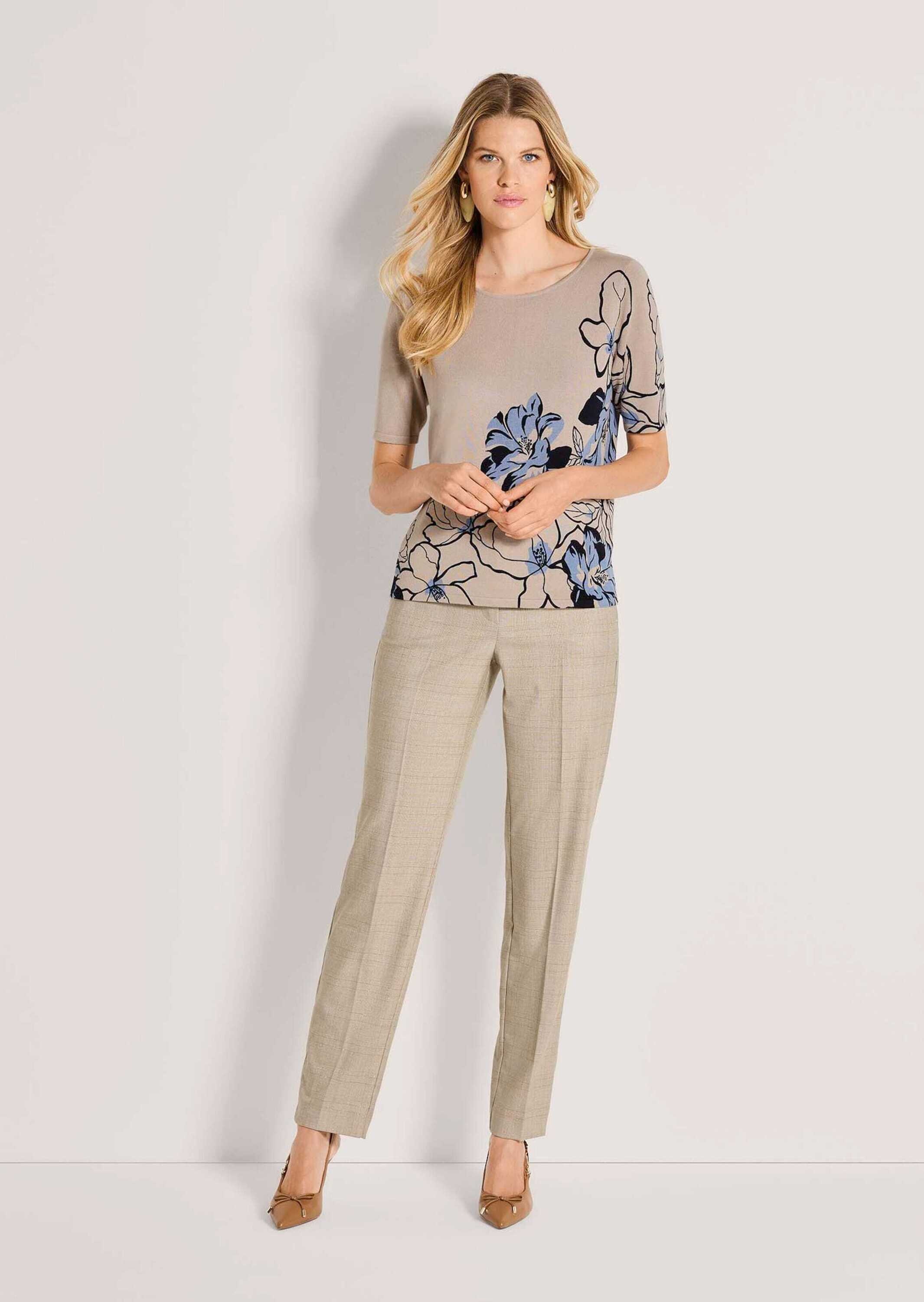 MADELEINE Longpullover »Feinstrickpullover Viskoseshirt mit Blumenmotiv« Blumenmotiv