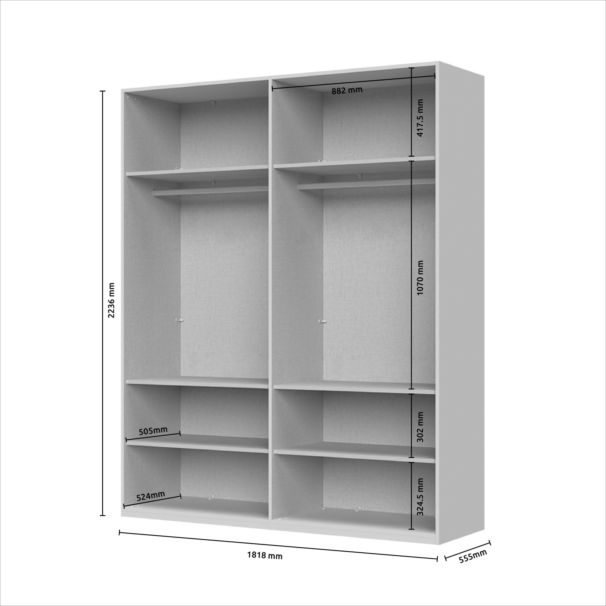 Places of Style Drehtürenschrank »Opera mit oder ohne Kranz inkl. LED-Beleuchtung, B: 92,137 oder 182 cm«, UV lackiert, Soft Close Funktion, Höhenverstellbare Füße