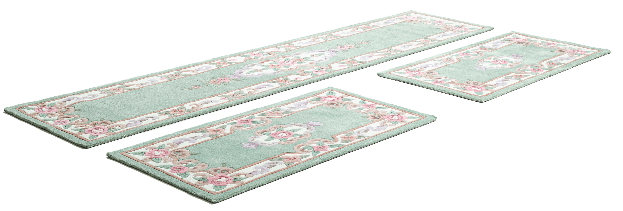 THEKO Bettumrandung »Ming« Höhe 14 mm 3 Stk. tlg. Bettvorleger, Läufer-Set, hochwertiges Acrylgarn, florales Design