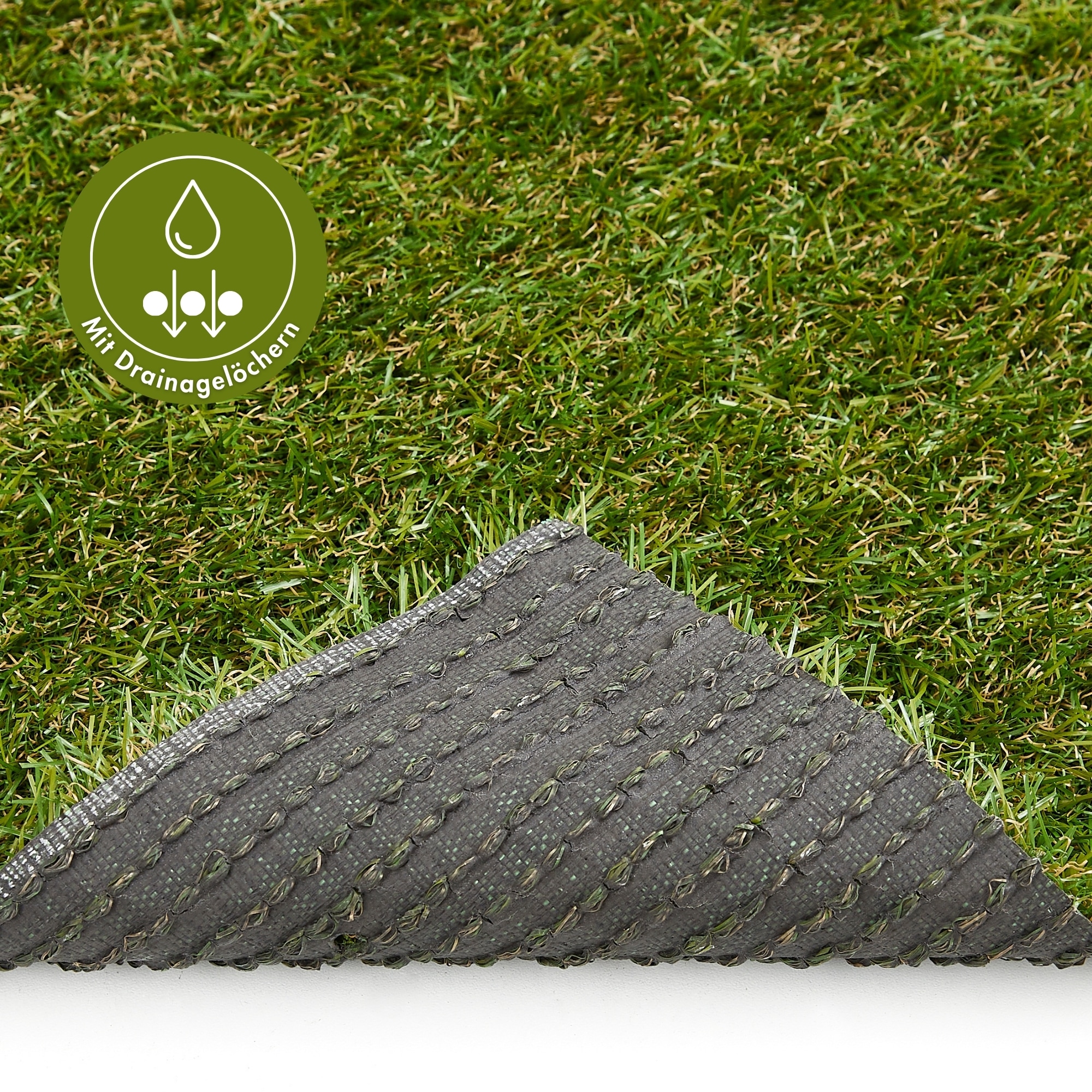 Andiamo Kunstrasen »Rasenteppich Jever« rechteckig 20 mm Höhe natürliche Optik, mit Drainagefunktion, für Balkon, Terrasse & Garten