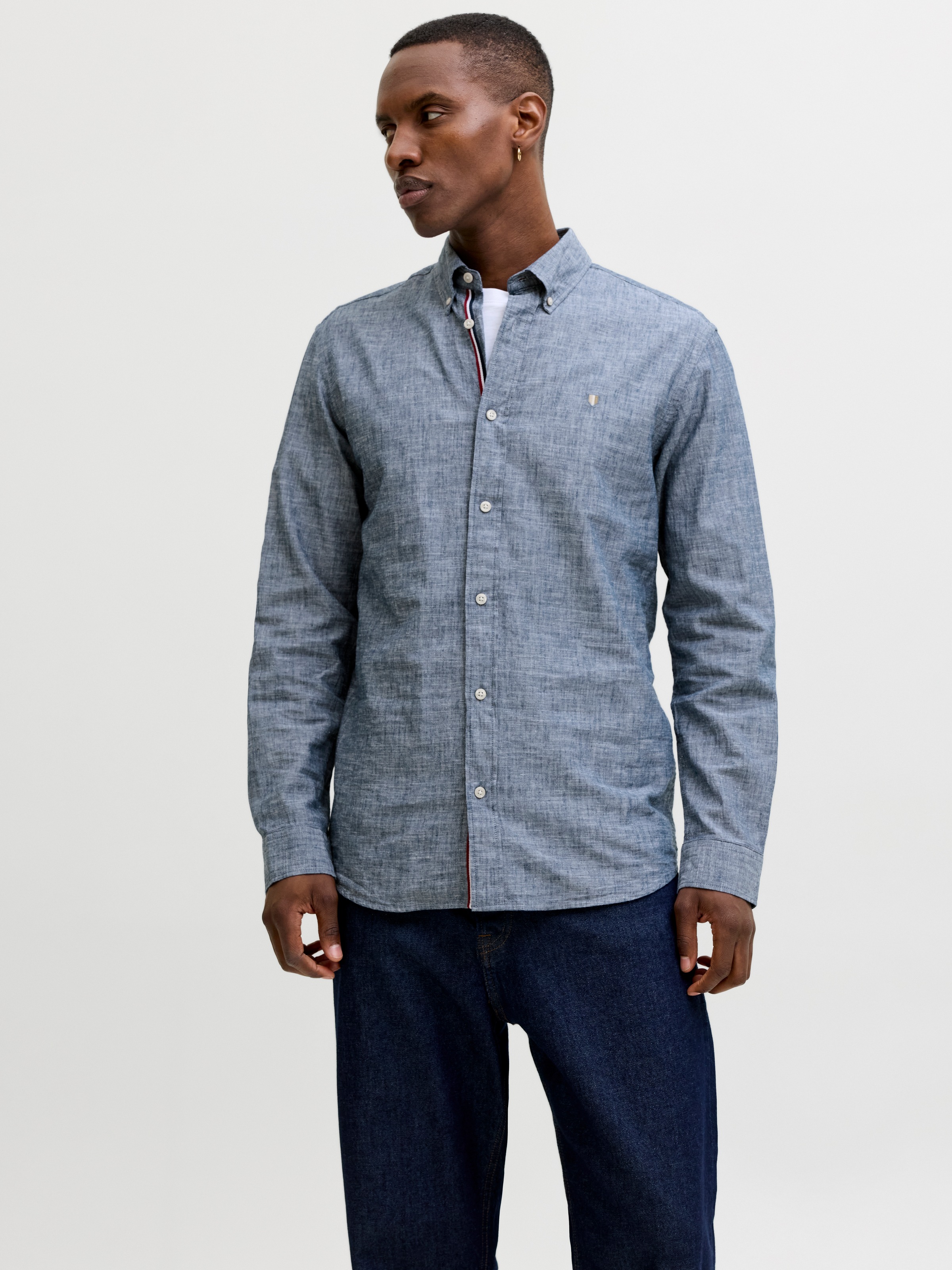 Jack & Jones Langarmhemd »JPRBLUSUMMER LINEN BLEND SHIELD LS SHIRT« Baumwolle mit Leinen, normal geschnitten