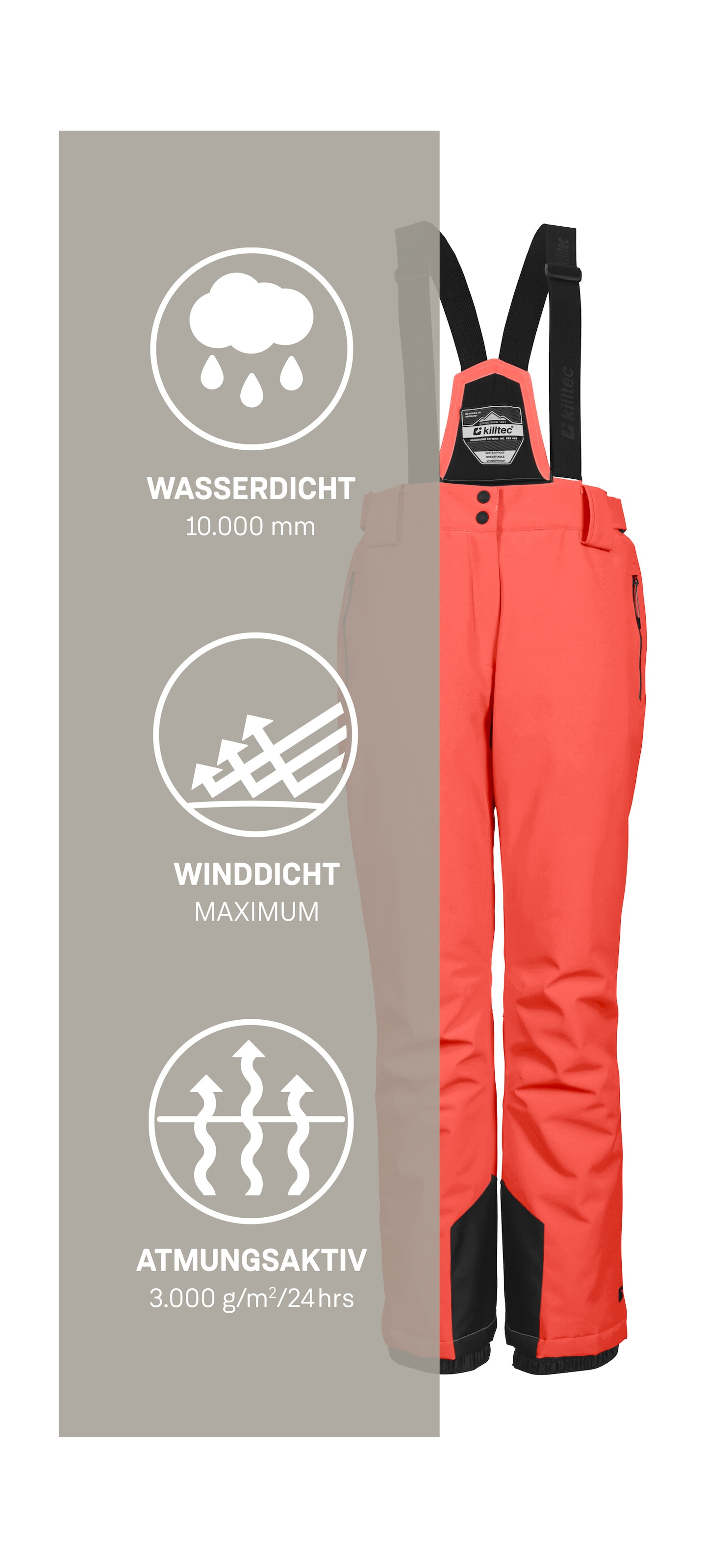 Killtec Skihose »KSW 249 WMN SKI PNTS_ERIELLE«, Wind- und wasserdicht, verstellbare Träger, PFAs-frei imprägniert