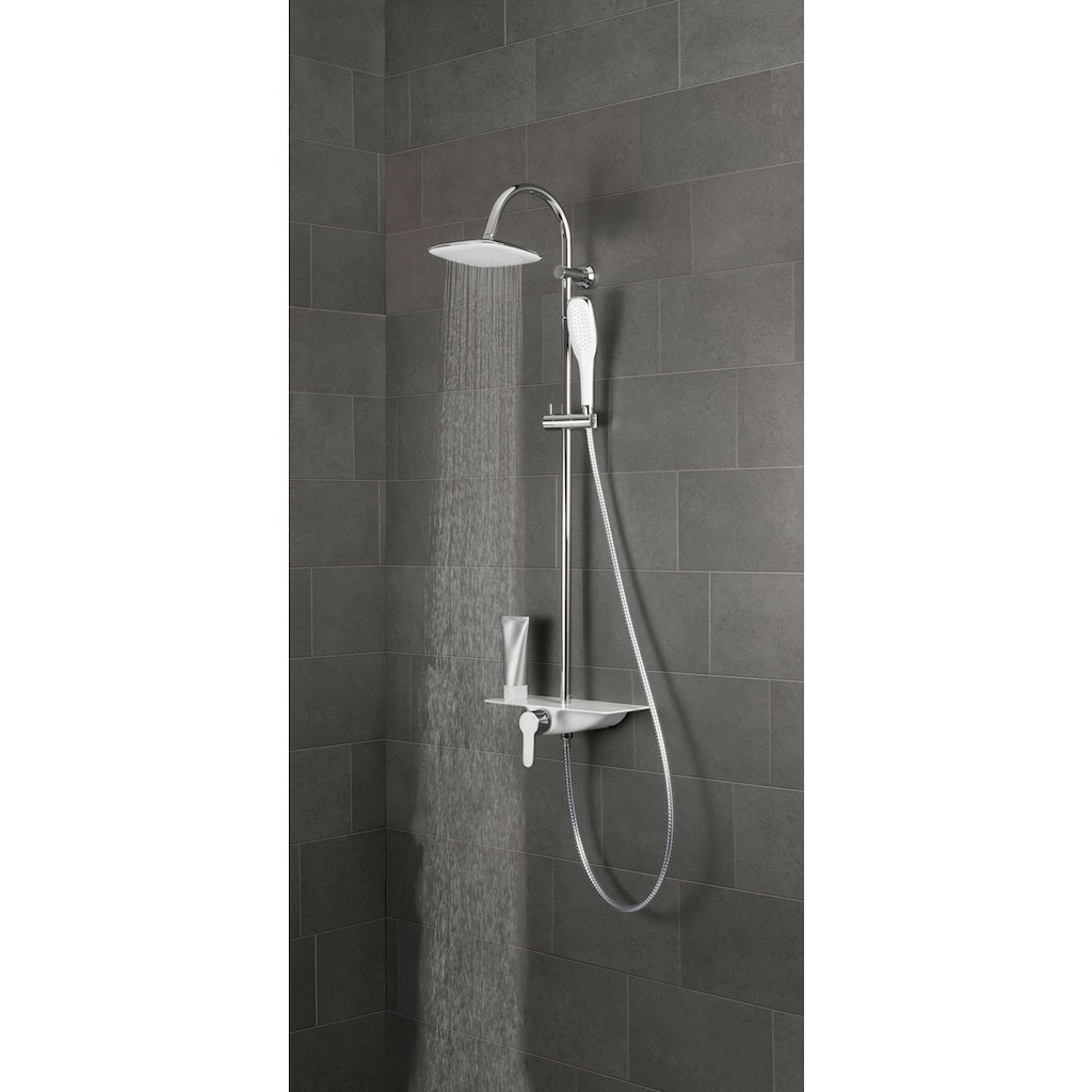Schütte Brausegarnitur »Waterway«, Duschsystem mit Armatur und Regendusche, Chrom/Weiß