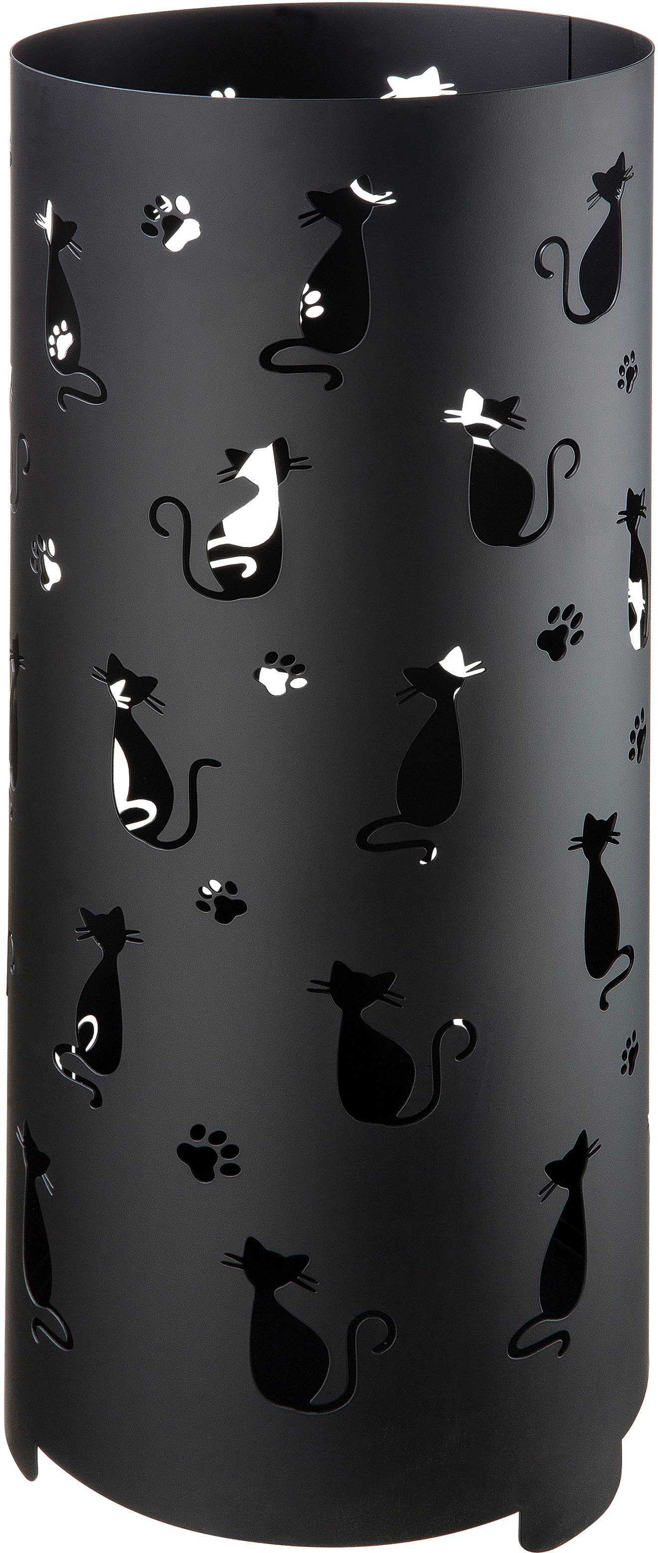 GILDE Schirmständer »Regenschirmständer Cats, schwarz«, (1 St.), für Regenschirme, Höhe 55 cm, rund, Ø 21 cm, handgefertigt, aus Metall, mit Motivausstanzung