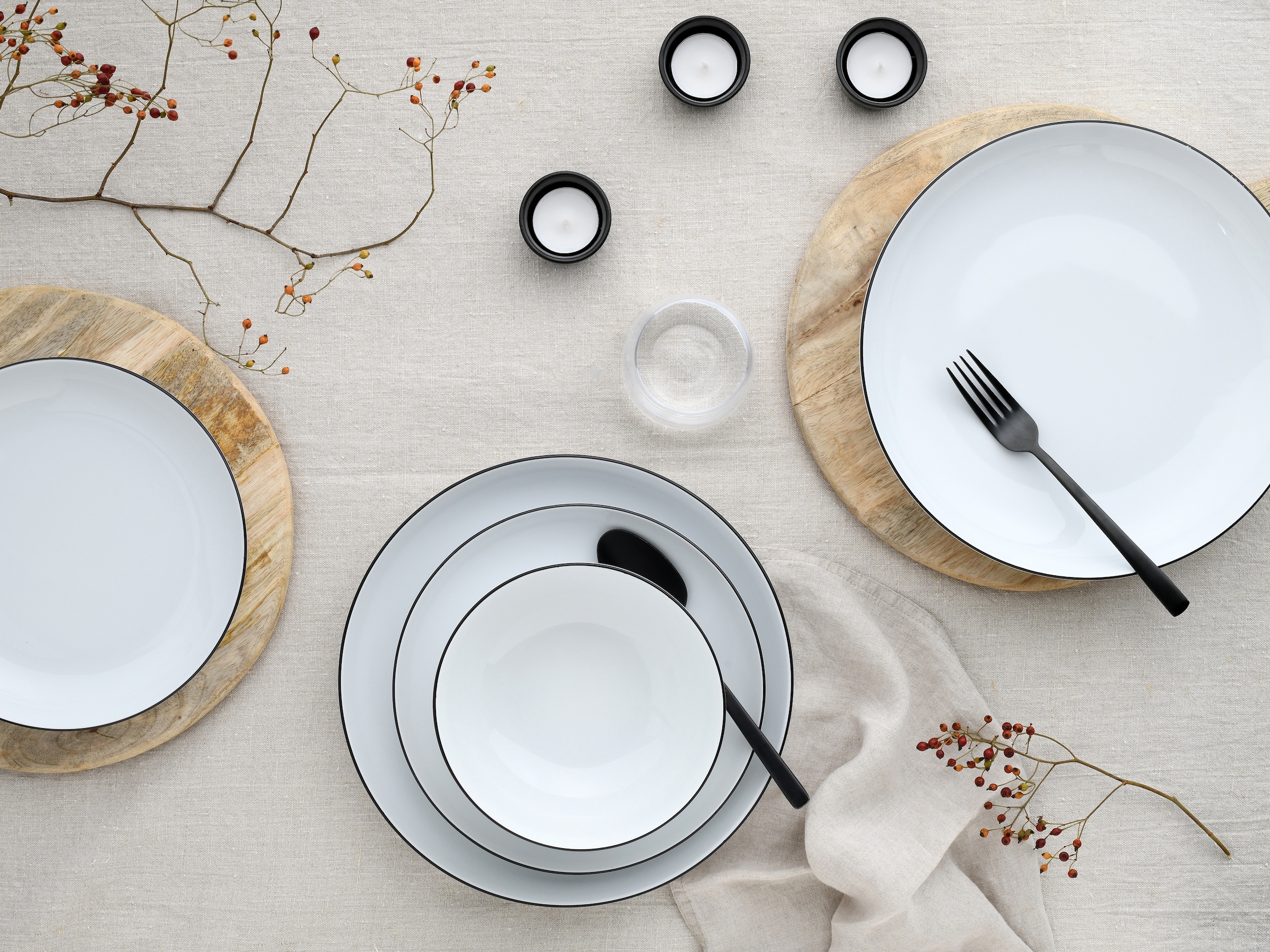 CreaTable Teller-Set »Allround Black Line, Tellerset 12-tlg« Daily Use, Zeitlos