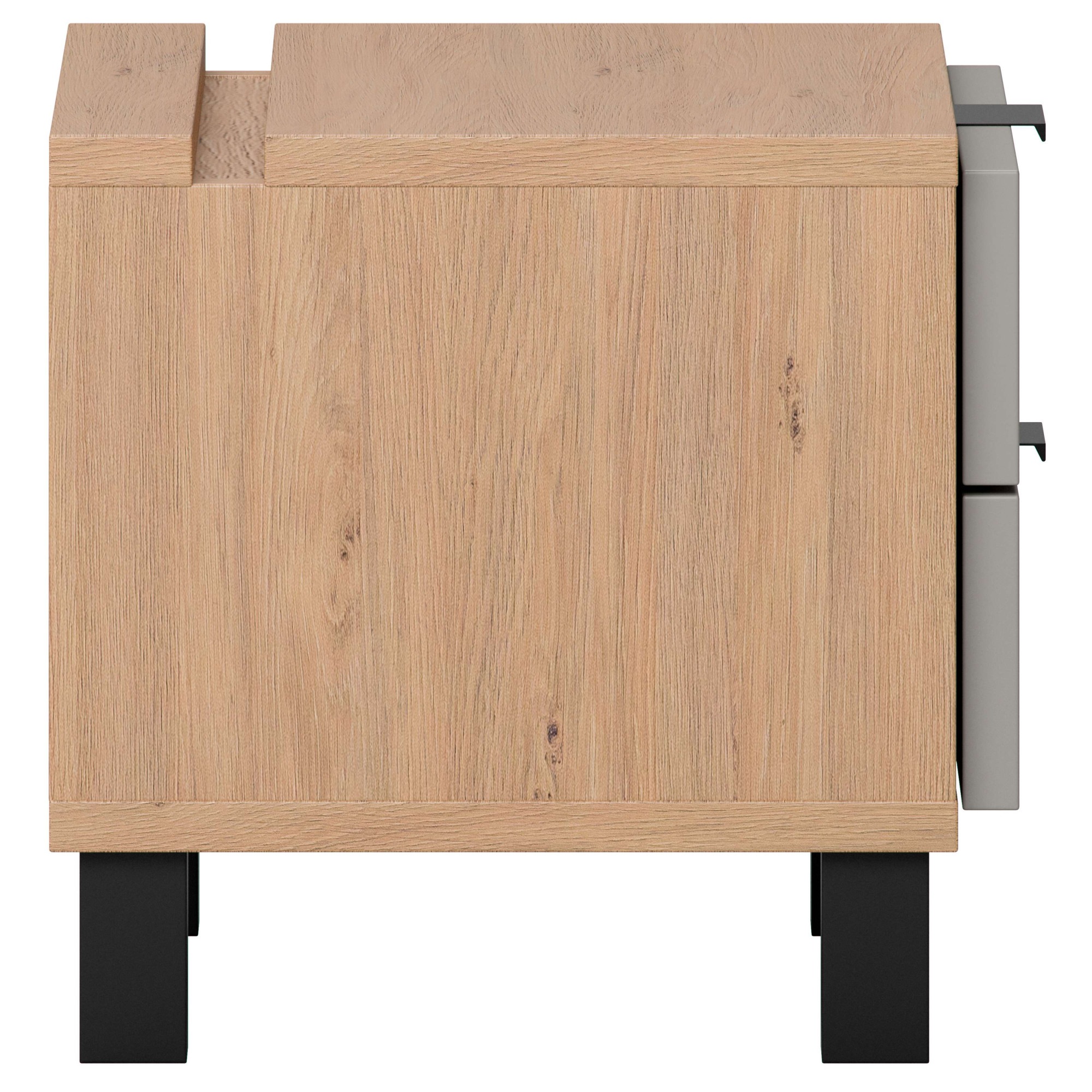 VOX Nachttisch »SIMPLE, obere Schublade mit Beleuchtung, 2 Schubladen, Metallgriffe« B/T/H: 45/38/39 cm,  Tischplatte mit praktischer Aussparung z.B. für Smartphones