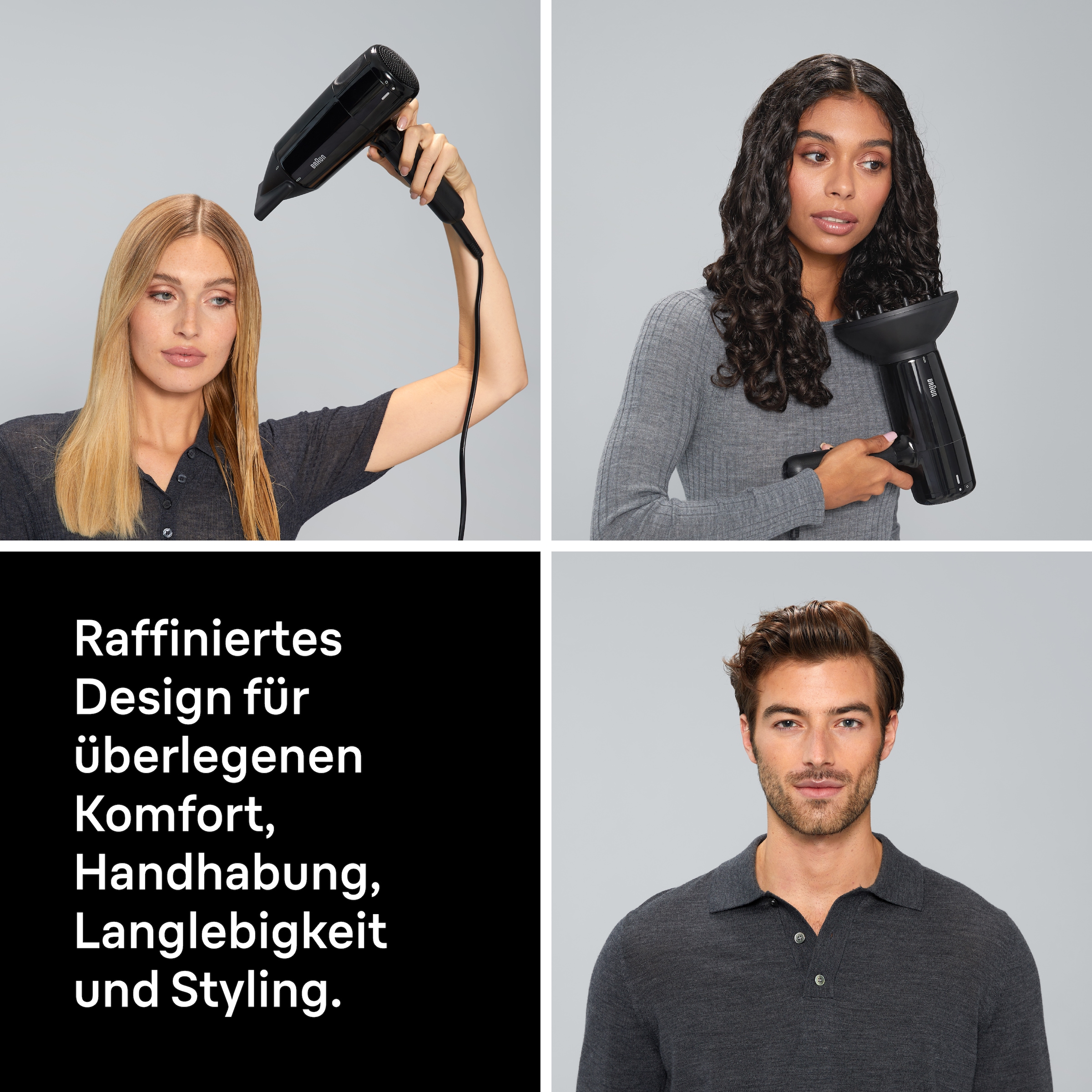 Braun Haartrockner »HD2.15, mit Diffusor für Locken, BRHD215E« 2.100 W 2 Aufsätze 2100W, Föhn mit 2 Aufsätzen, ohne Hitzeschäden, Kabelaufwicklung