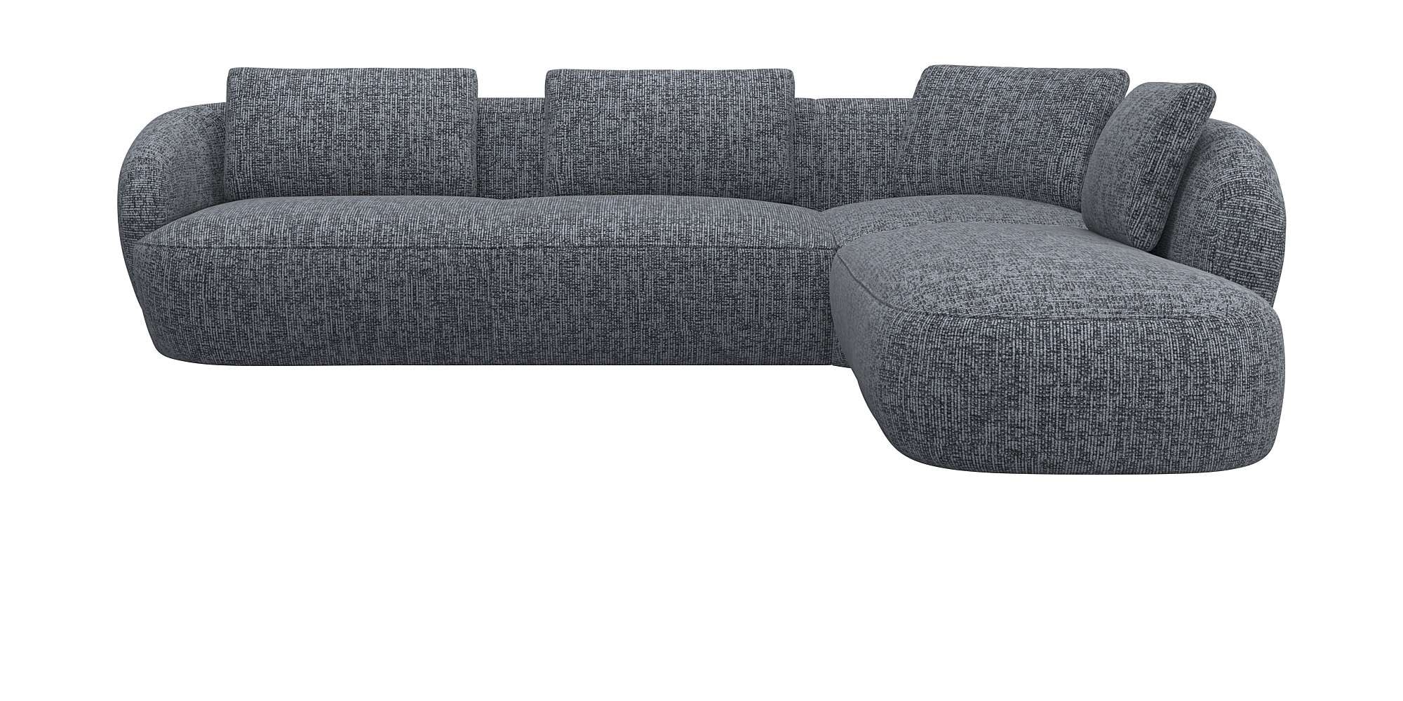 FLEXLUX Ecksofa »Torino, rund, L-Form, Sofa-Ecke mit Ottomane«, Modernes, organisches Sofa-Design, Kaltschaum, Wellenunterfederung