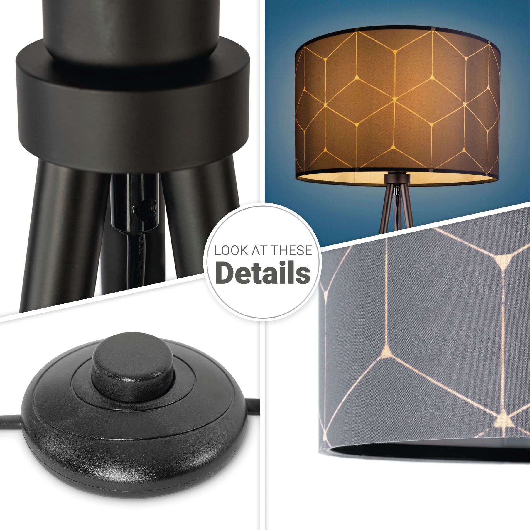 Paco Home Stehlampe »Trina Cube«, Leuchtmittel E27 | ohne Leuchtmittel, Lampenschirm Stoff Modern Wohnzimmer Stehlampe Leselampe E27 Rund