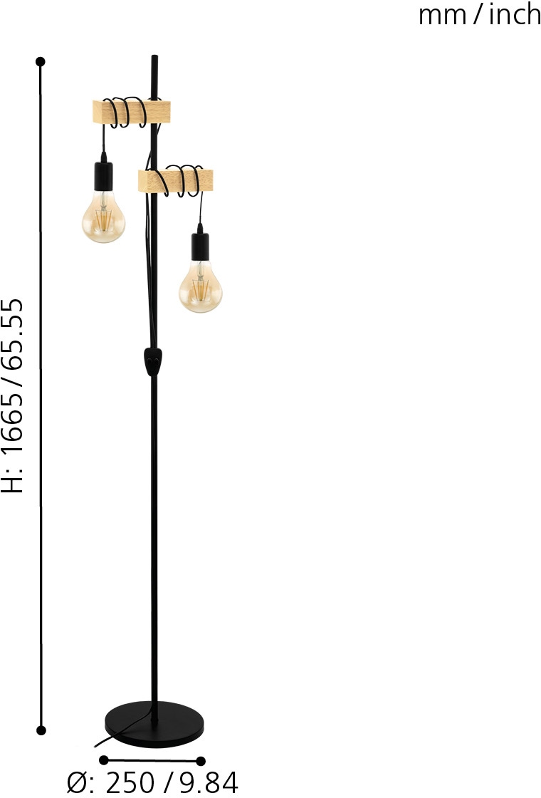 EGLO Stehlampe »TOWNSHEND«, 2 flammig, Leuchtmittel E27 | ohne Leuchtmittel