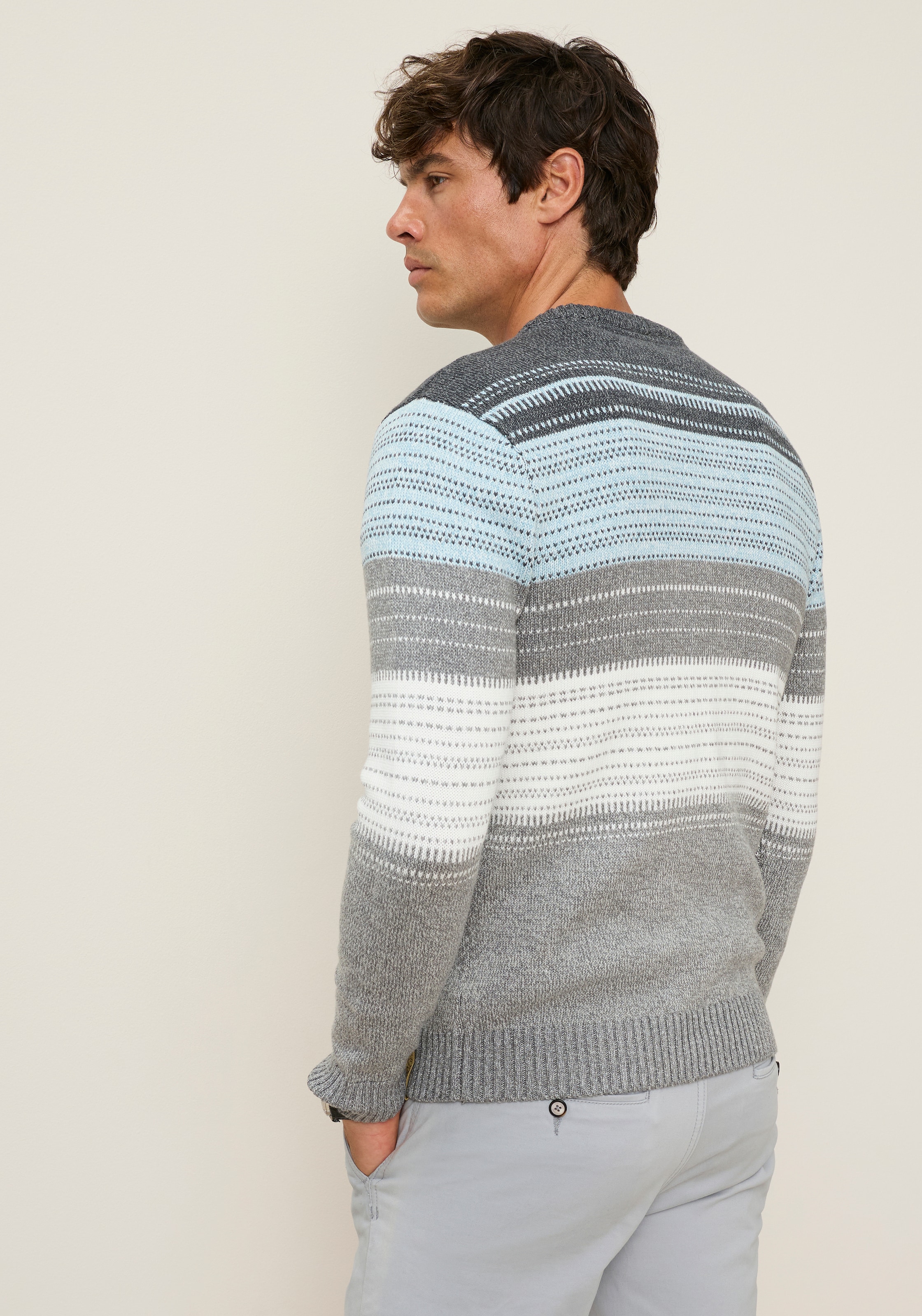 Man's World Streifenpullover »Neue Kollektion! Jaquardmuster & melierter Optik« Langarm, aus Baumwolle