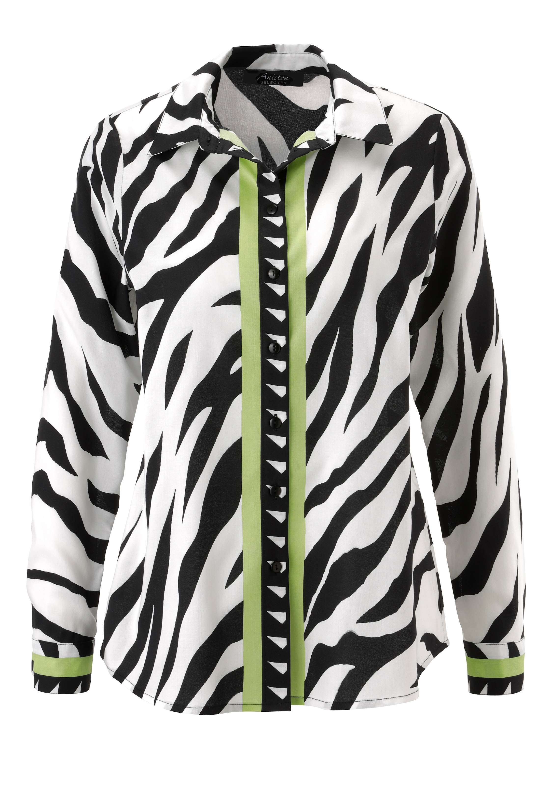 Aniston SELECTED Hemdbluse im Zebra-Look allover mit kontrastfarbigen Streifen - NEUE KOLLEKTION
