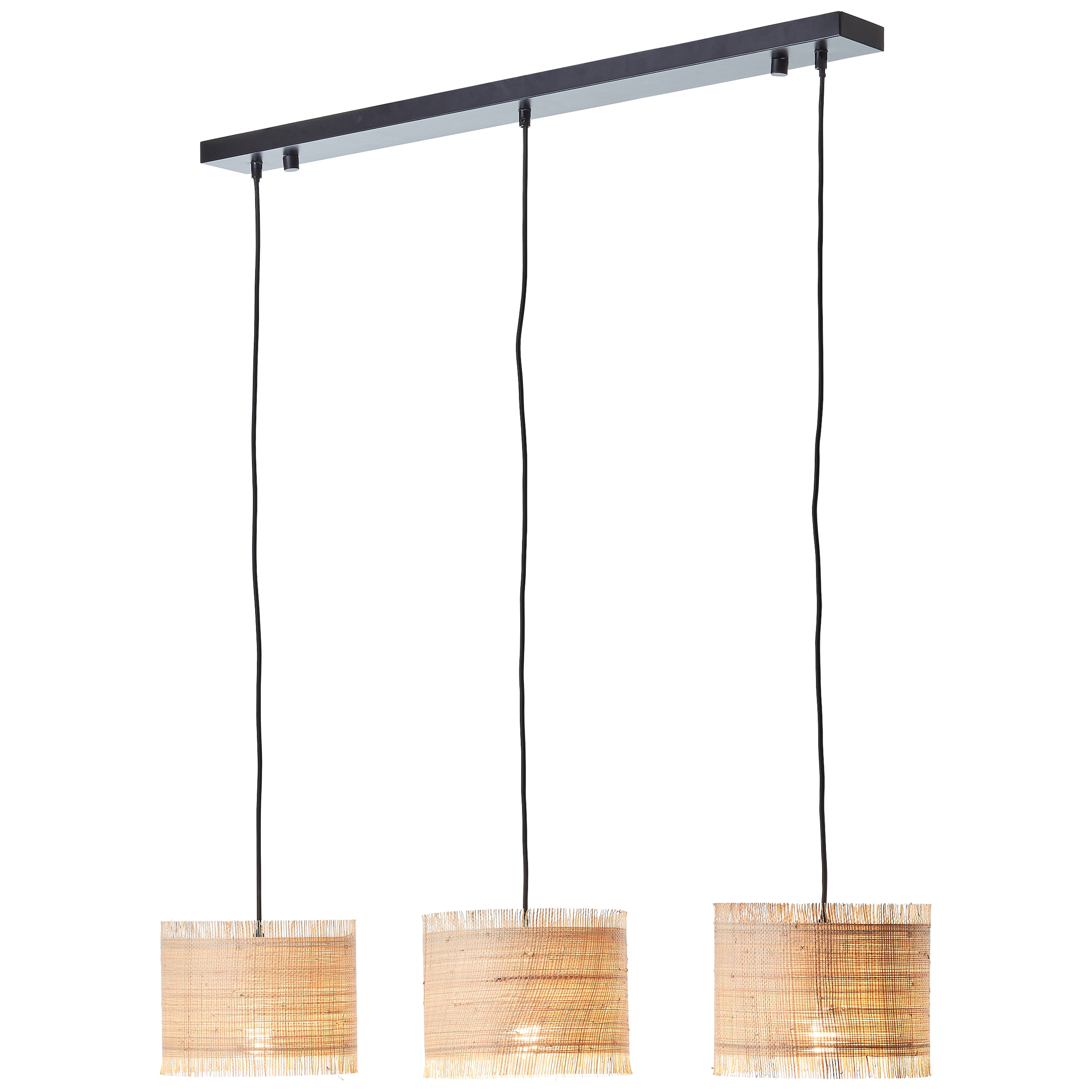 Brilliant Pendelleuchte »Raffy«, 3 flammig, Leuchtmittel E27 | ohne Leuchtmittel, 168 x 102 x 22 cm, 3 x E27, kürzbar, Metall/Seegras, natur/schwarz
