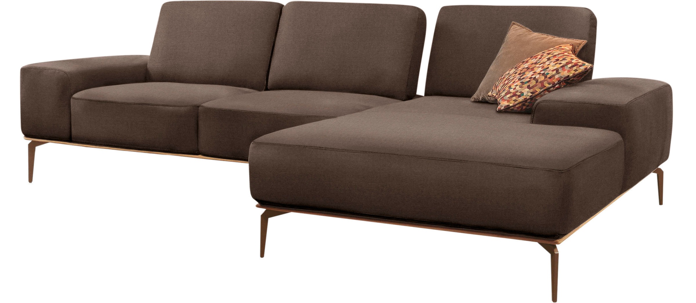 W.SCHILLIG Ecksofa »run, Designsofa mit tollem Sitzkomfort, L-Form«, mit Holzsockel, Füße in Bronze pulverbeschichtet, Breite 299 cm