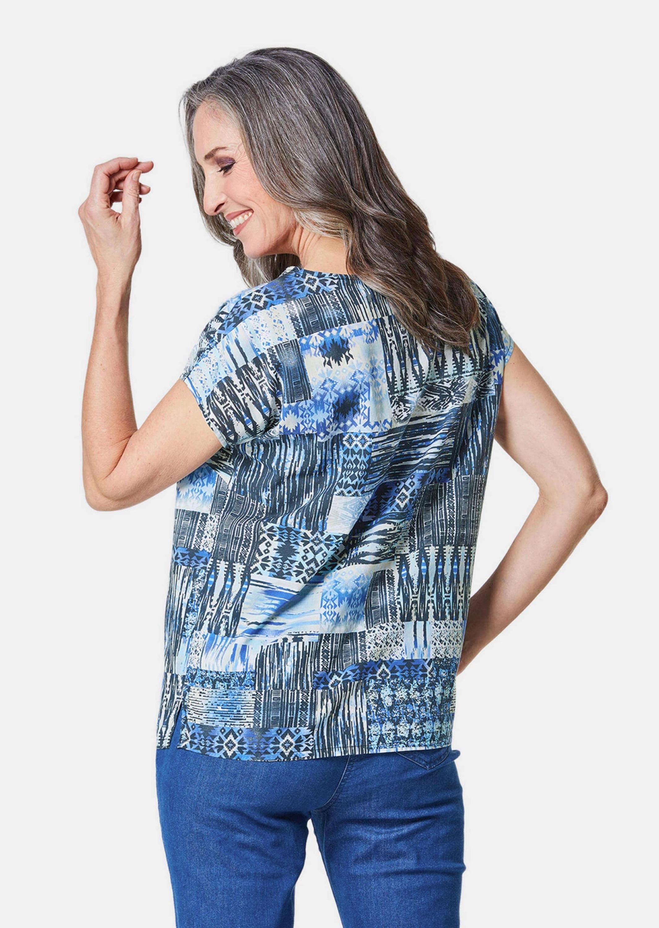 GOLDNER Druckbluse »Kurzgröße Ultraleichte Druckbluse aus reiner Baumwolle«