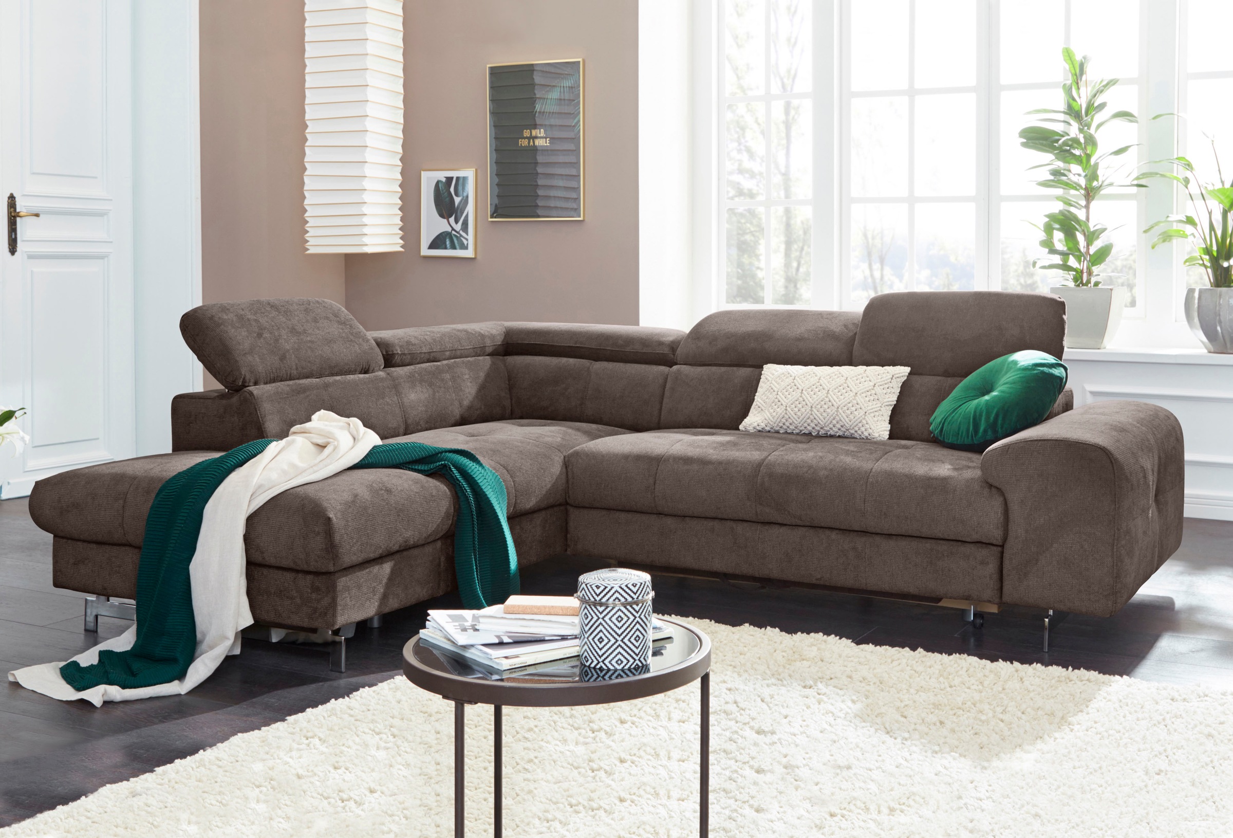 COTTA Ecksofa »Chef L-Form« mit Kopfteilverstellung, wahlweise mit Bettfunktion & Bettkasten