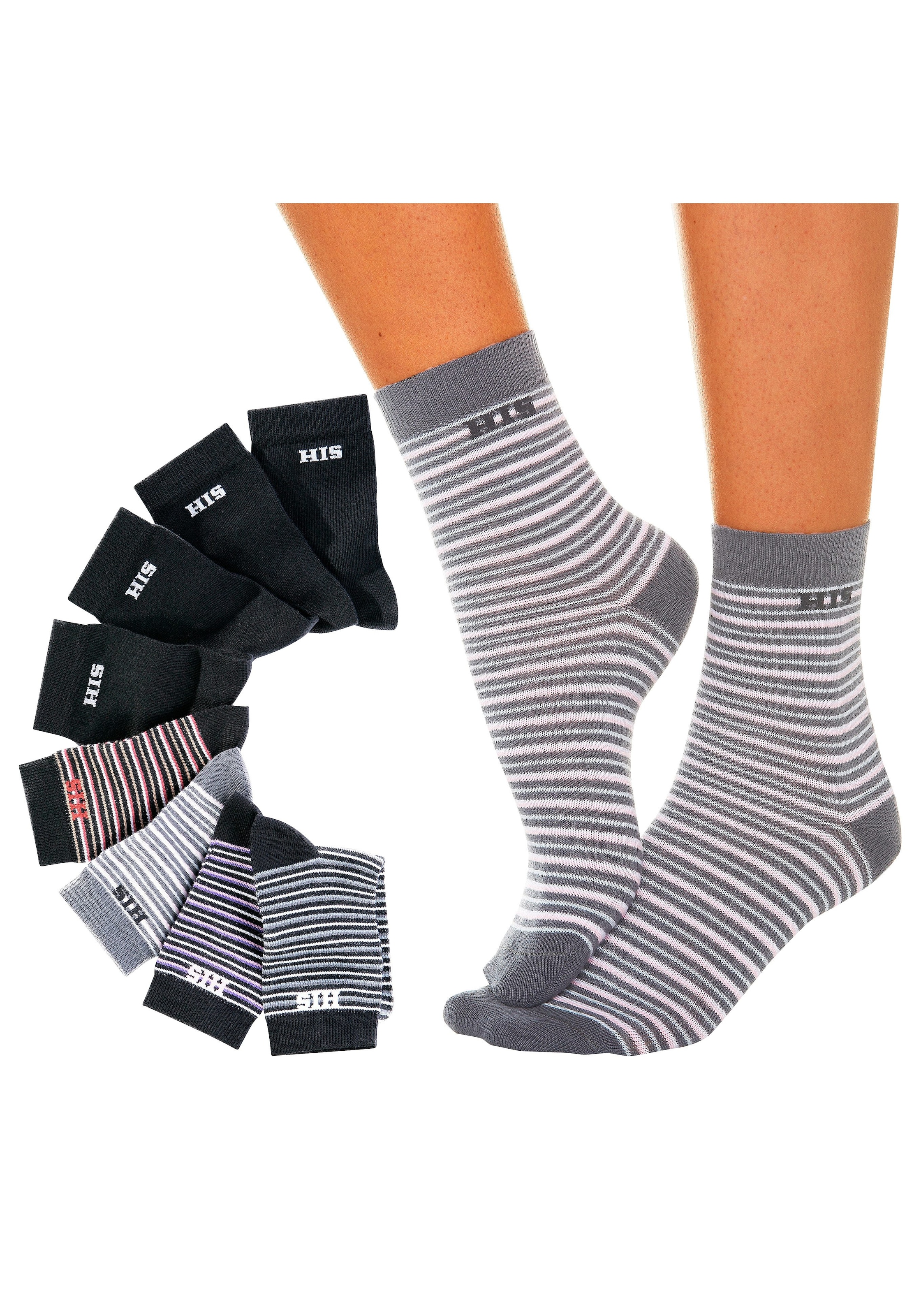 H.I.S Socken, Paar), online (8 unifarben geringelt bei shoppen OTTO und