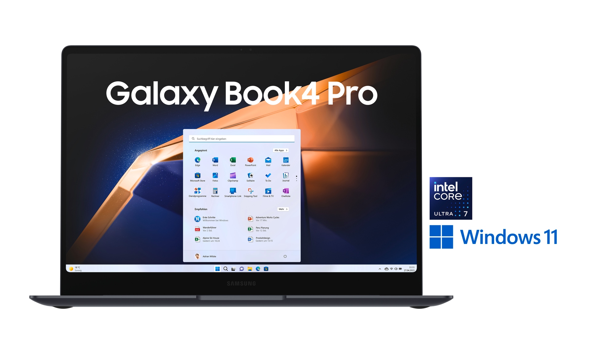 Samsung Notebook »NP940X Galaxy Book4 Pro 14''«, 35,6 cm, / 14 Zoll, Intel, Core Ultra 7, 512 GB SSD, Intel Core Ultra 7 Prozessor, 16 GB + 512 GB