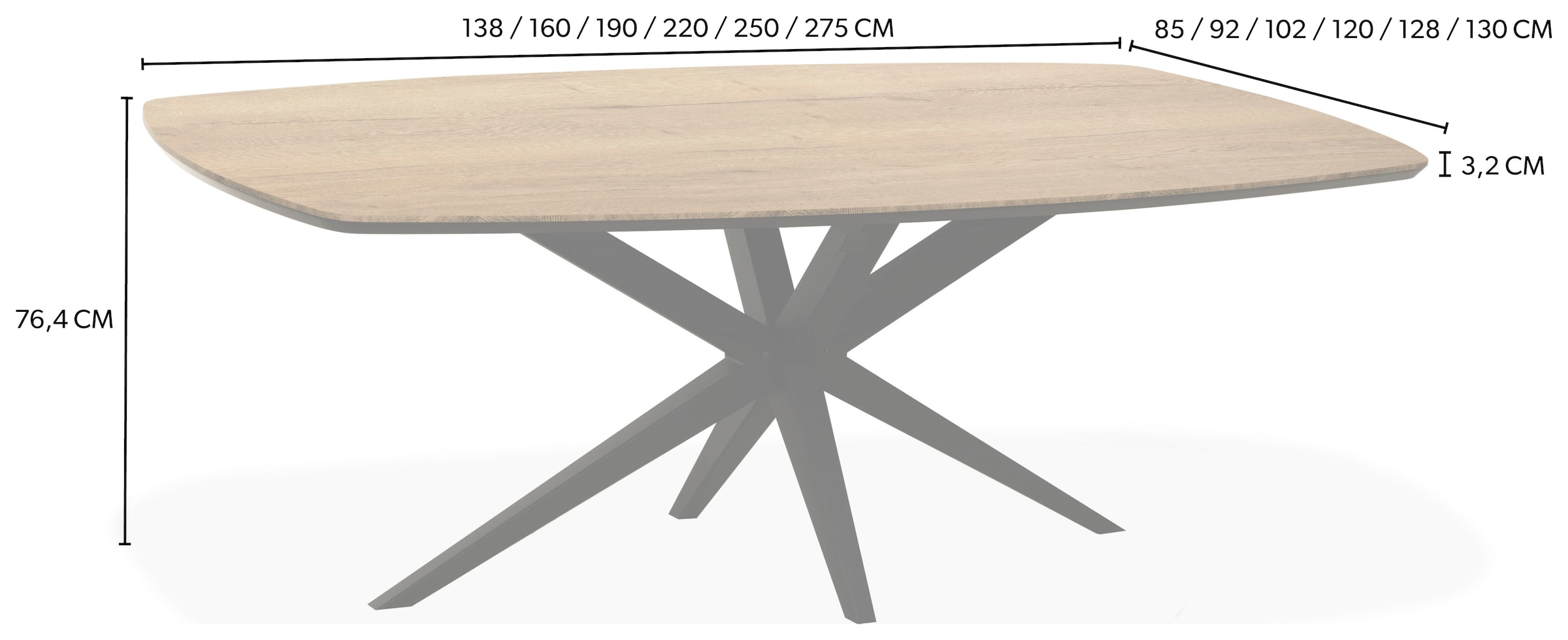 OMG Design »Wellington« 1 Stk. tlg. Hochwertige Melamin-Tischplatte mit Metallgestell