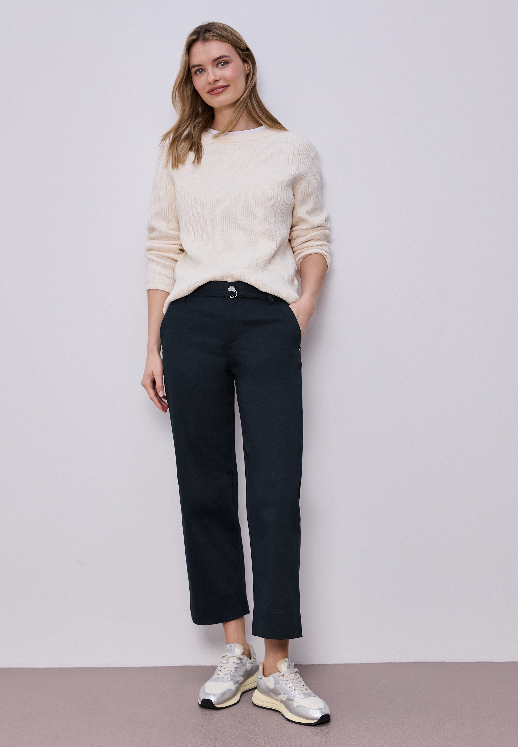 STREET ONE Stoffhose  mit Gürteldetail