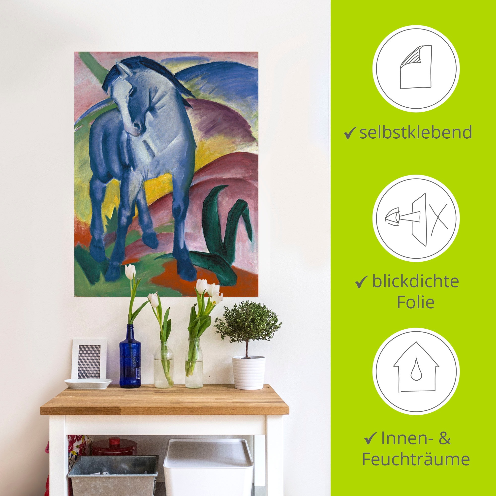 Artland Wandbild »Blaues Pferd I. 1911.«, Haustiere, (1 St.), als Alubild, Outdoorbild, Leinwandbild, Poster, Wandaufkleber