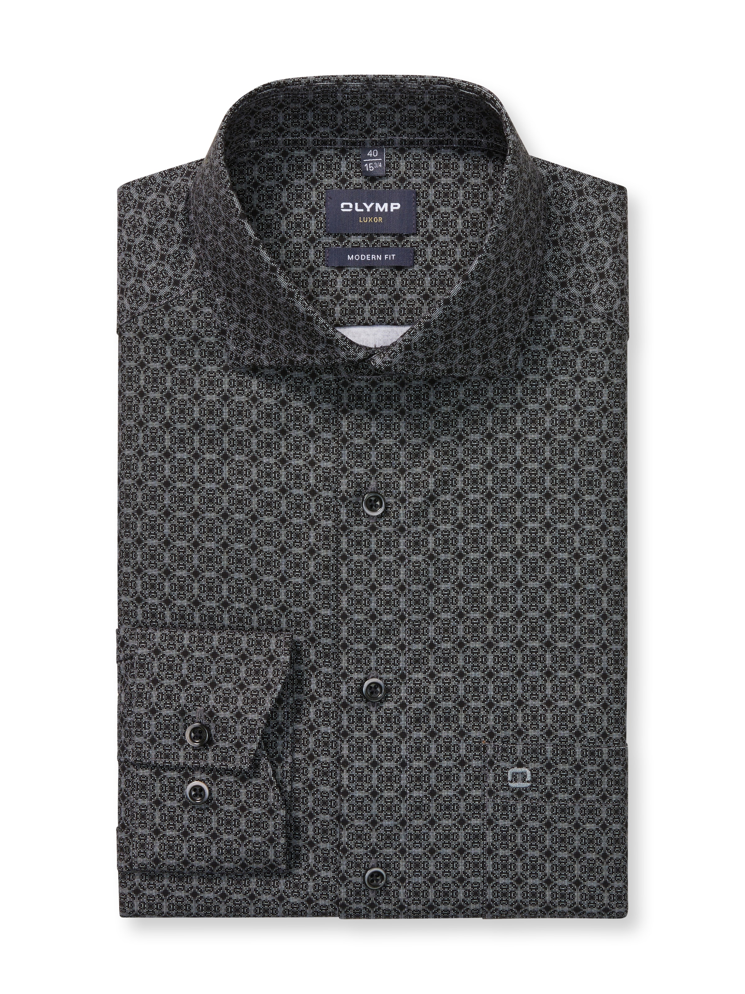 OLYMP Langarmhemd »Luxor modern fit«, Royal-Kentkragen, Businesshemd, modern fit, gemustert