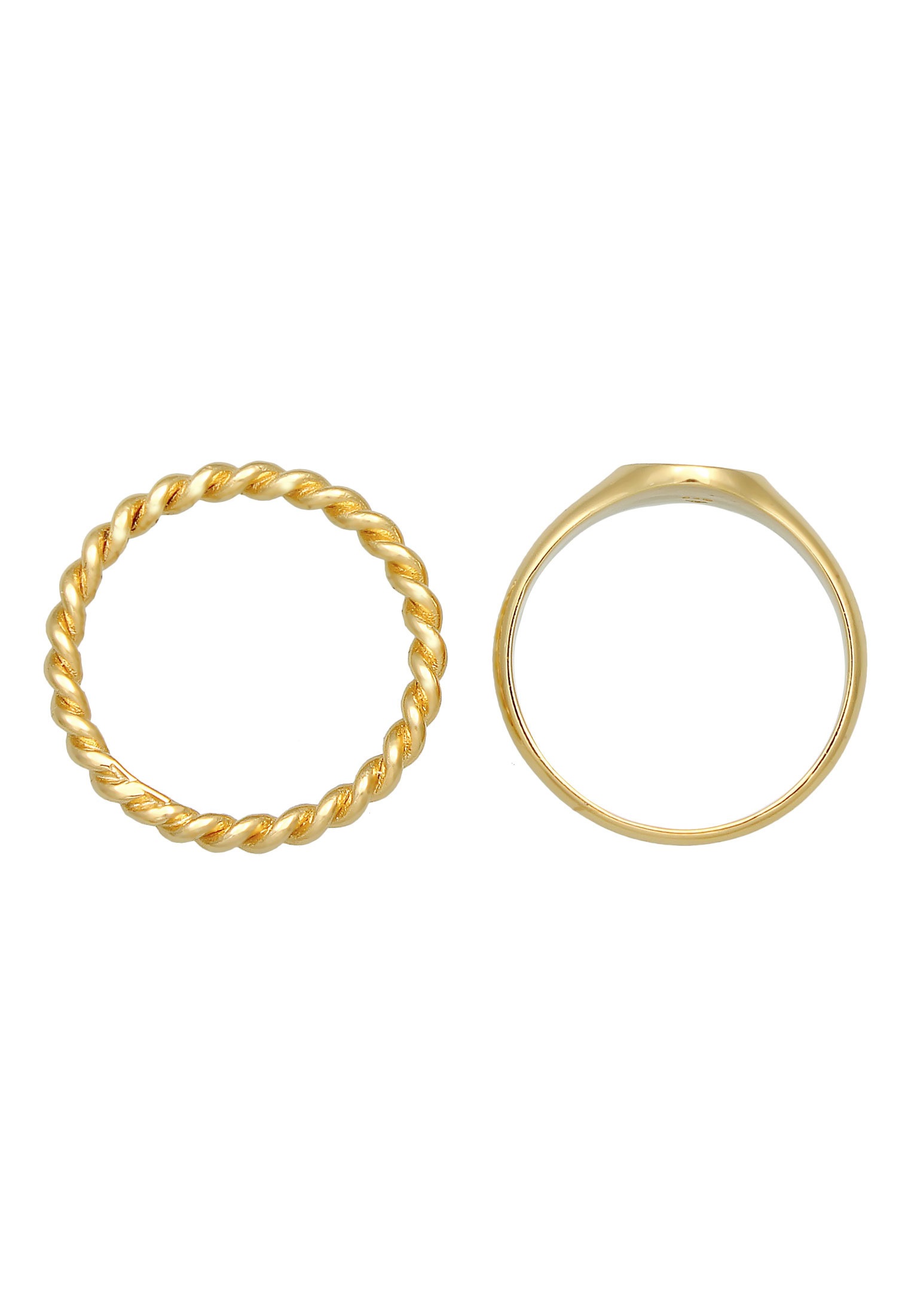 Elli Ring-Set »Ring Siegelring Basic Bandring Twist 2er Set 925 Silber«