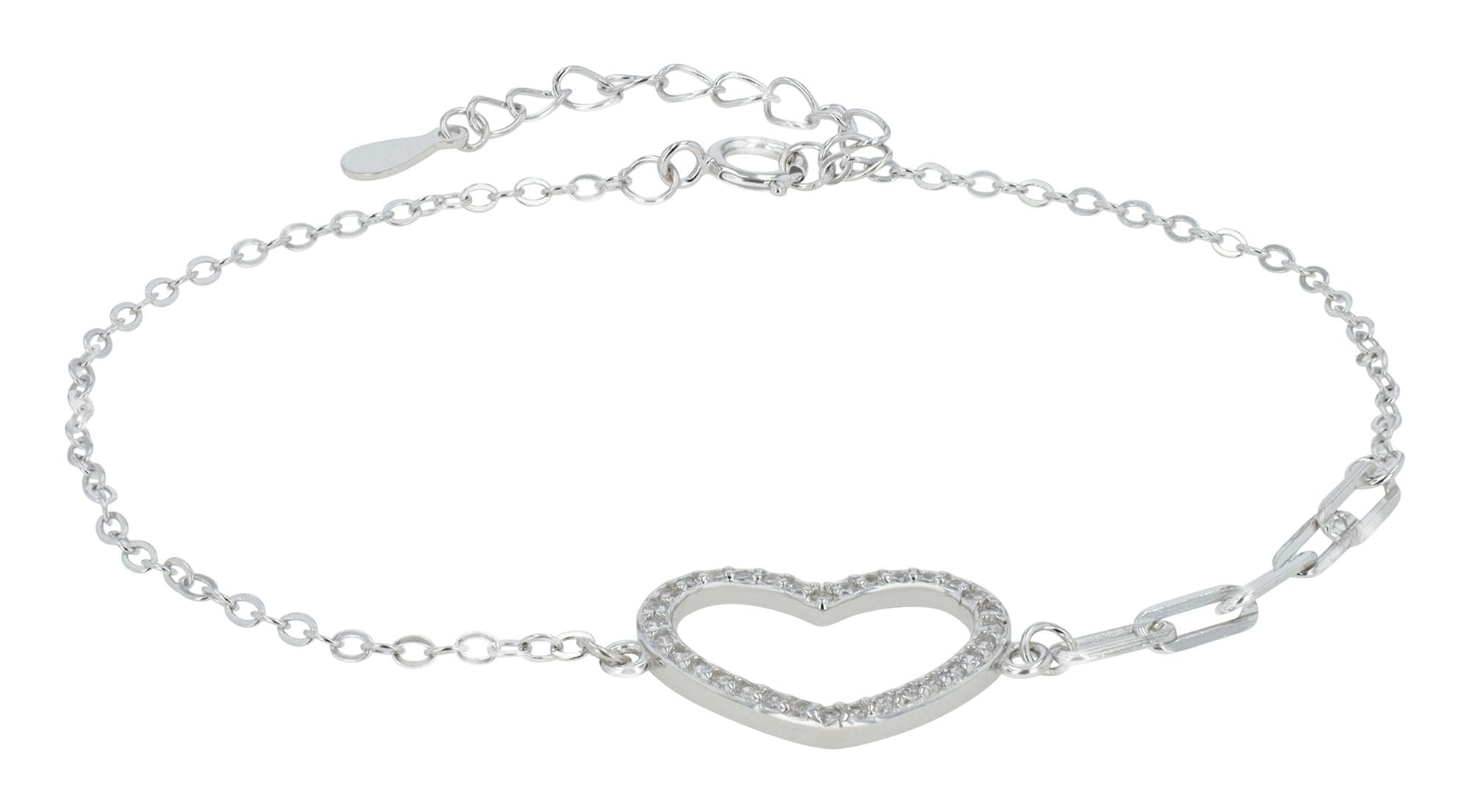 Adelia´s Armband »Damen Armband ¿ Herz aus 925 Silber mit Zirkonia 17+3 cm«