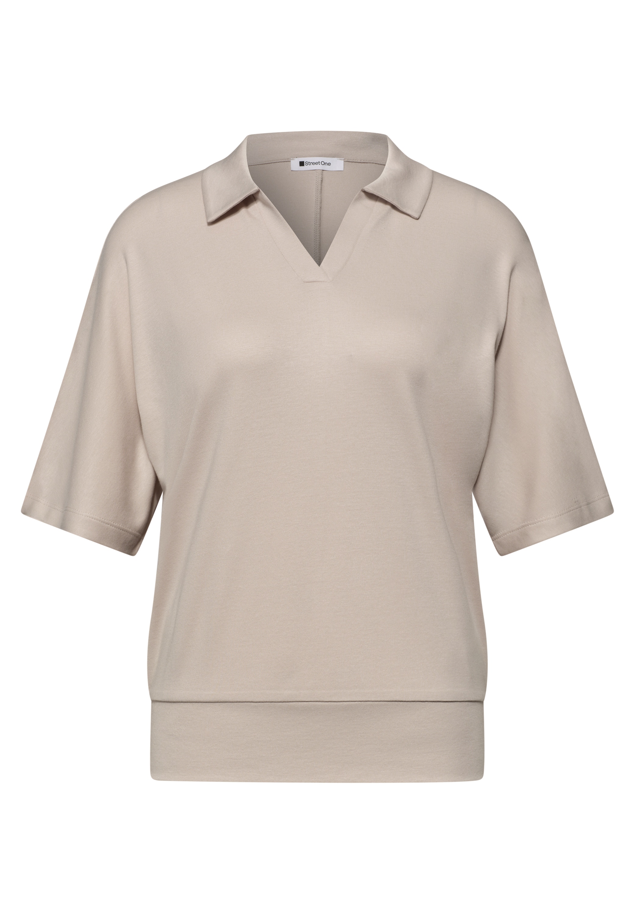STREET ONE Poloshirt Sommershirt mit breitem elastischem Bund