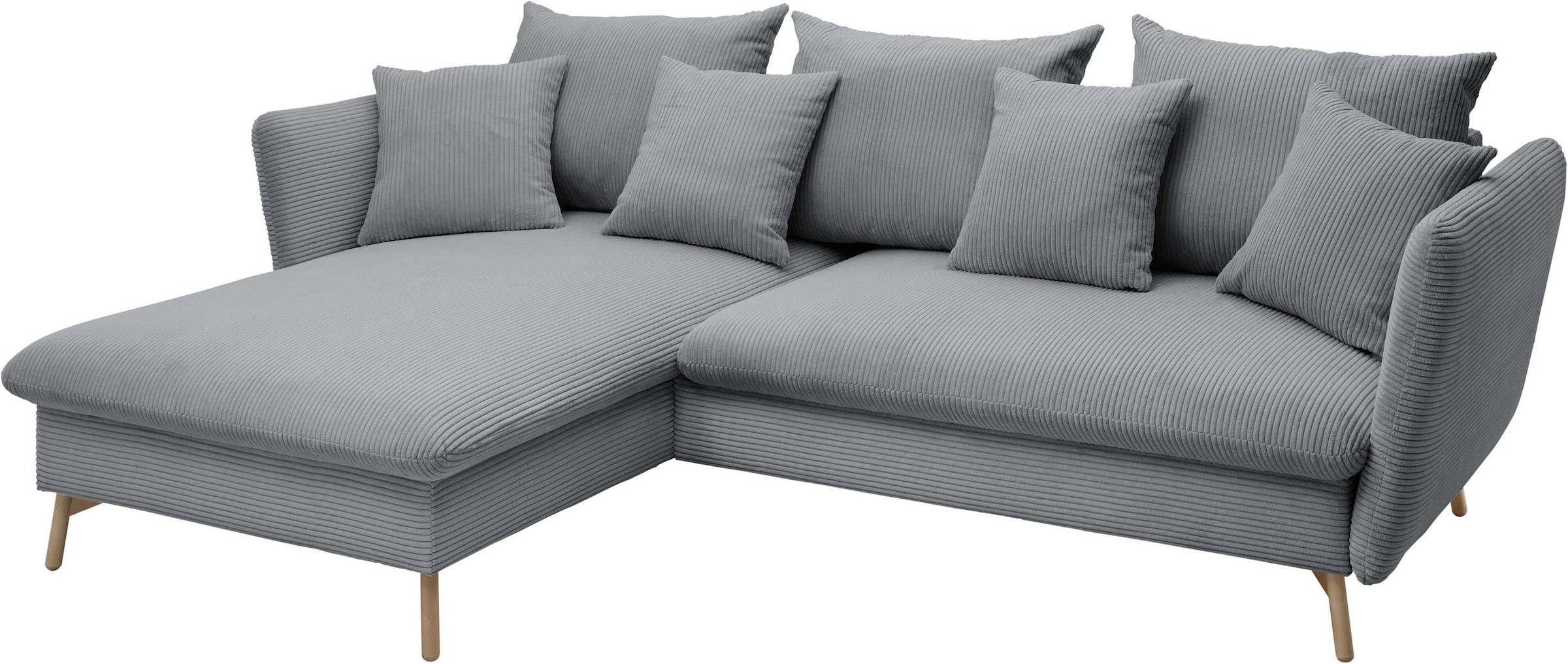 OTTO home Ecksofa »MERLE, 258 cm, L-Form, traumhafter Cord,« mit Bettfunktion und Bettkasten, Liegefläche 224 x 139