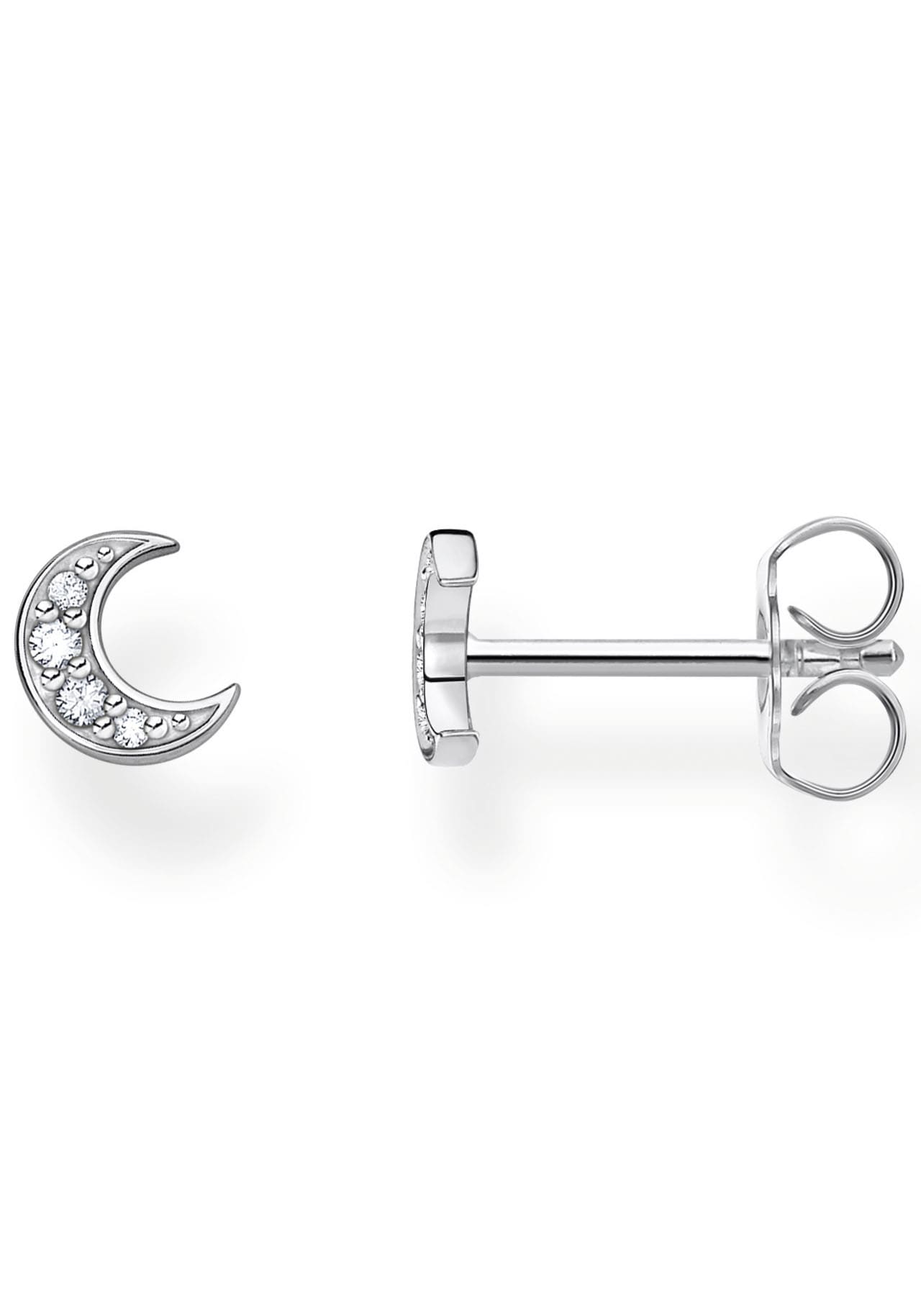 THOMAS SABO Single-Ohrstecker »Mond pavé gold, Mond pavé silber, H2133-051-14, H2133-414-14«, mit Zirkonia (synth.)