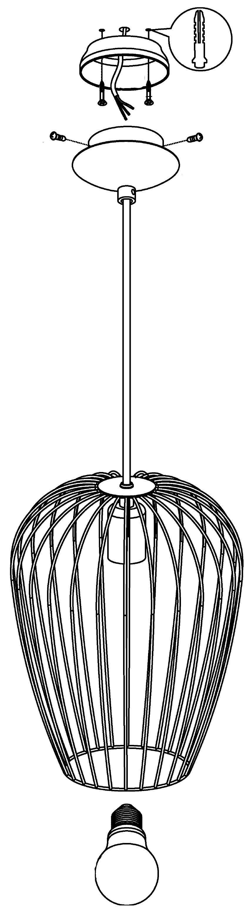 EGLO Pendelleuchte »NEWTOWN«, 1 flammig, Leuchtmittel E27 | ohne Leuchtmittel, Vintage Pendelleuchte, Retro Hängelampe, Schwarz, E27, Ø: 27,5cm