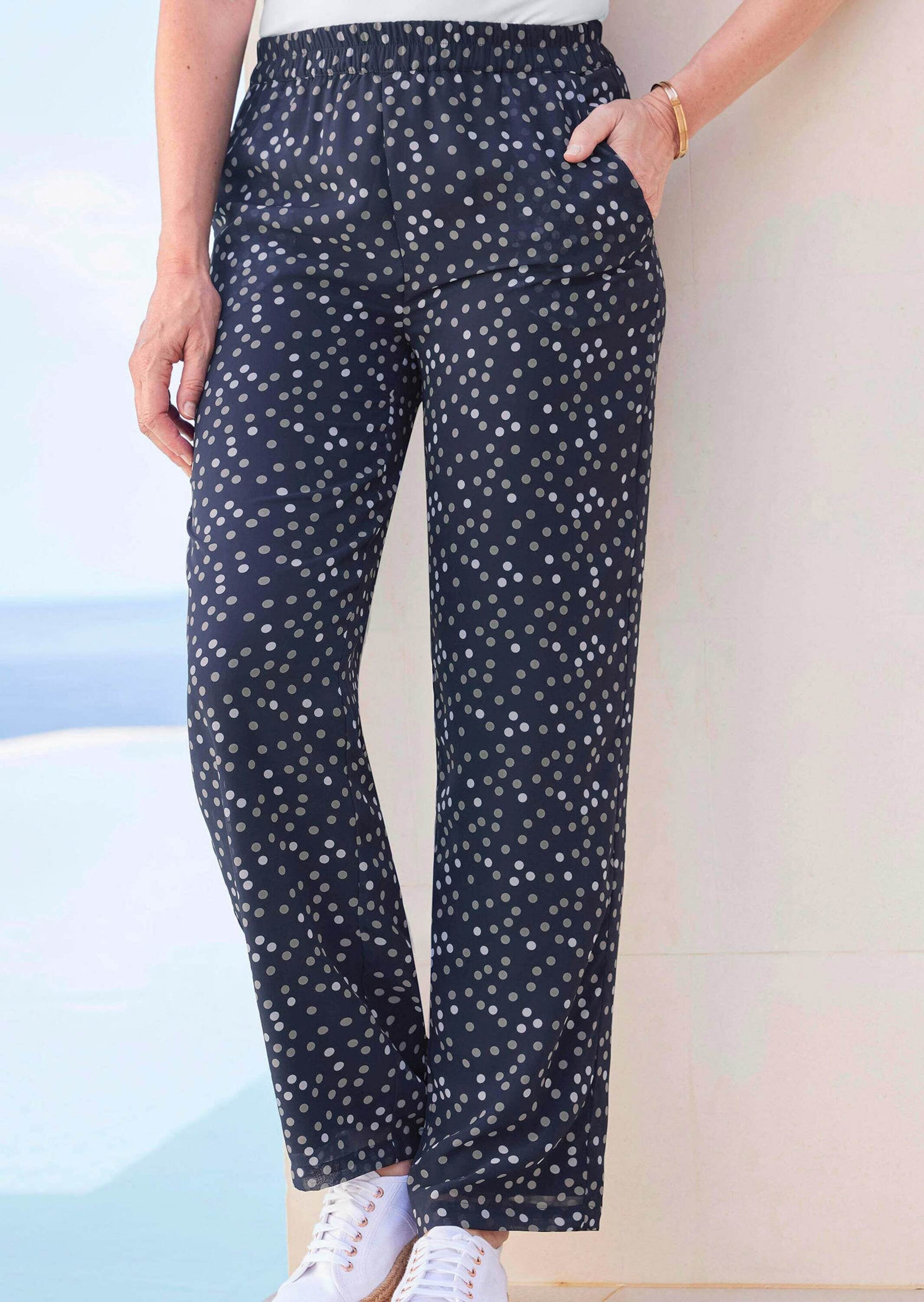 GOLDNER Schlupfhose »Kurzgröße Luftige Hose VERA mit Tupfenmuster«