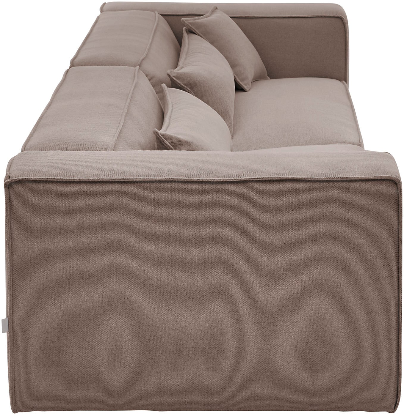 LeGer Home by Lena Gercke 3-Sitzer »PIARA, Couch mit Kedernaht, Sofa in Cord, Leinenoptik o. Strukturstoff«, schwarze Füße, bequemer Sitzkomfort