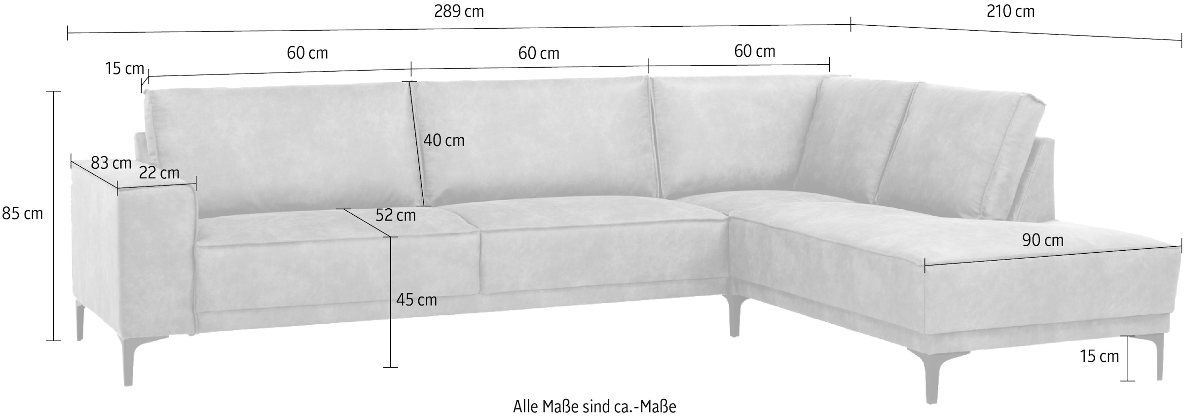 Places of Style Ecksofa Oland, L-Form, inkl. Rückenkissen, hochwertige Verarbeitung