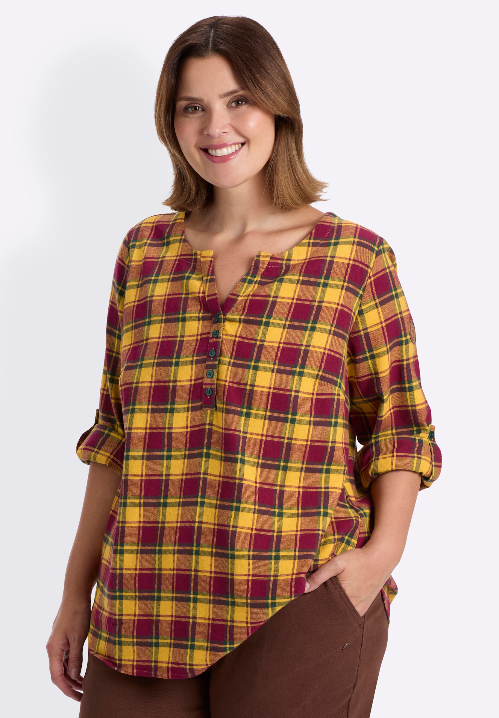 Sheego Longbluse »Tunika Tunika mit Karo-Muster«