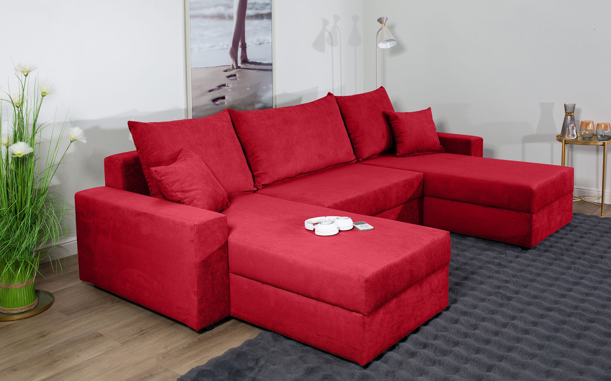 COLLECTION AB Wohnlandschaft »Pico U-Form«, Wohnlandschaft,2 X Ottomane,Polyätherschaum Polsterung