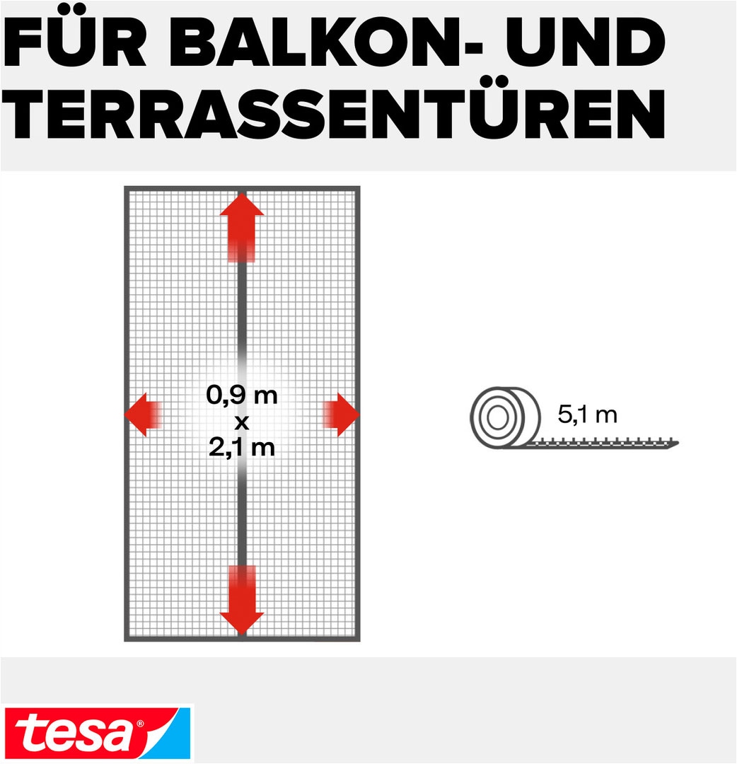 tesa Insektenschutz-Vorhang »Magnetvorhang - selbstschließend - Insektenschutzvorhang« Packung, Magnetvorhang, selbstklebendes Klettband, 1 Stk. tlg. INSECT STOP zur einfachen Montage ohne Bohren - 2,1 m x 0,9 m