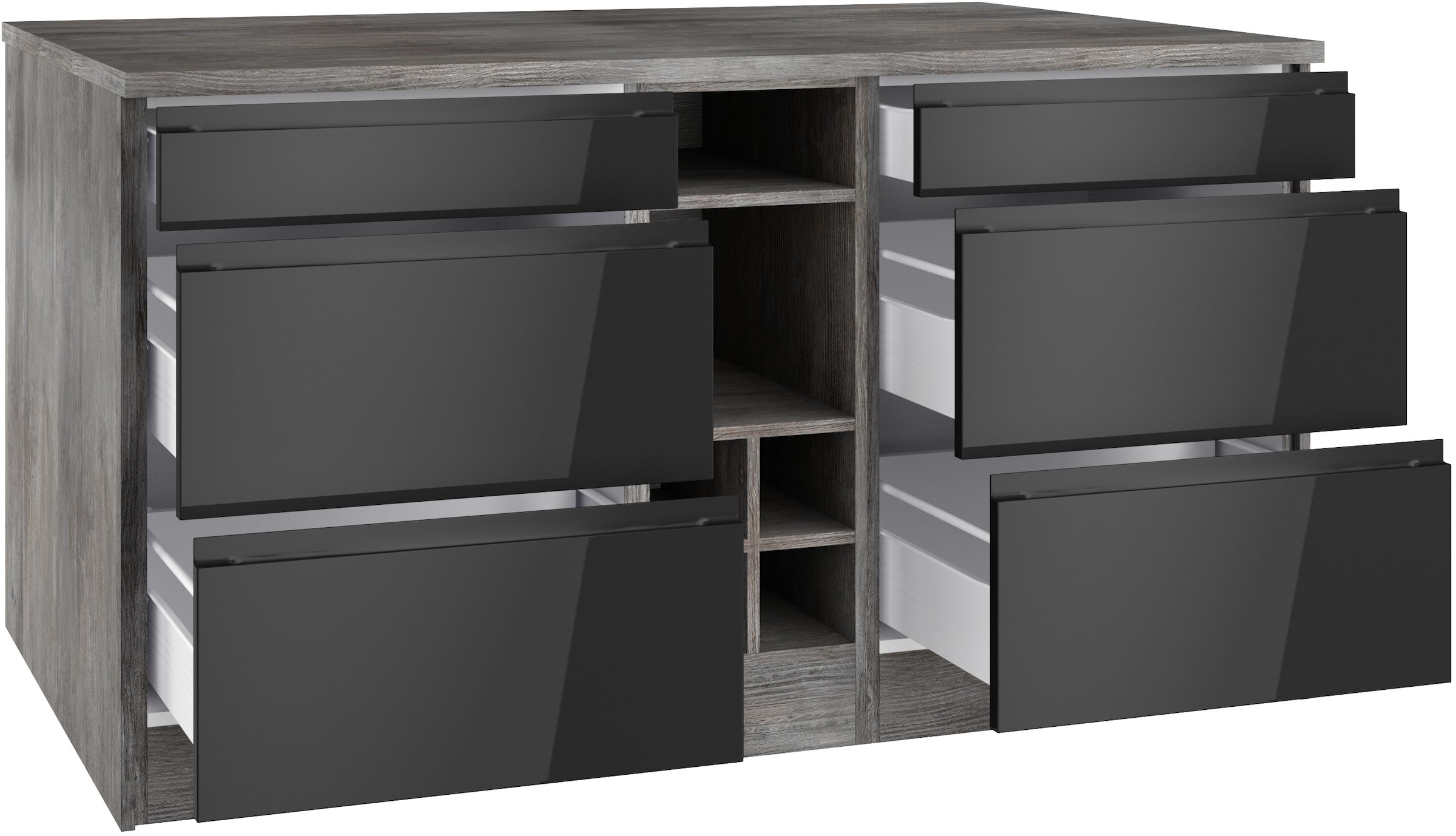 KOCHSTATION Kücheninsel »KS-Virginia«, Breite 153 cm, MDF-Fronten, Flaschenregal