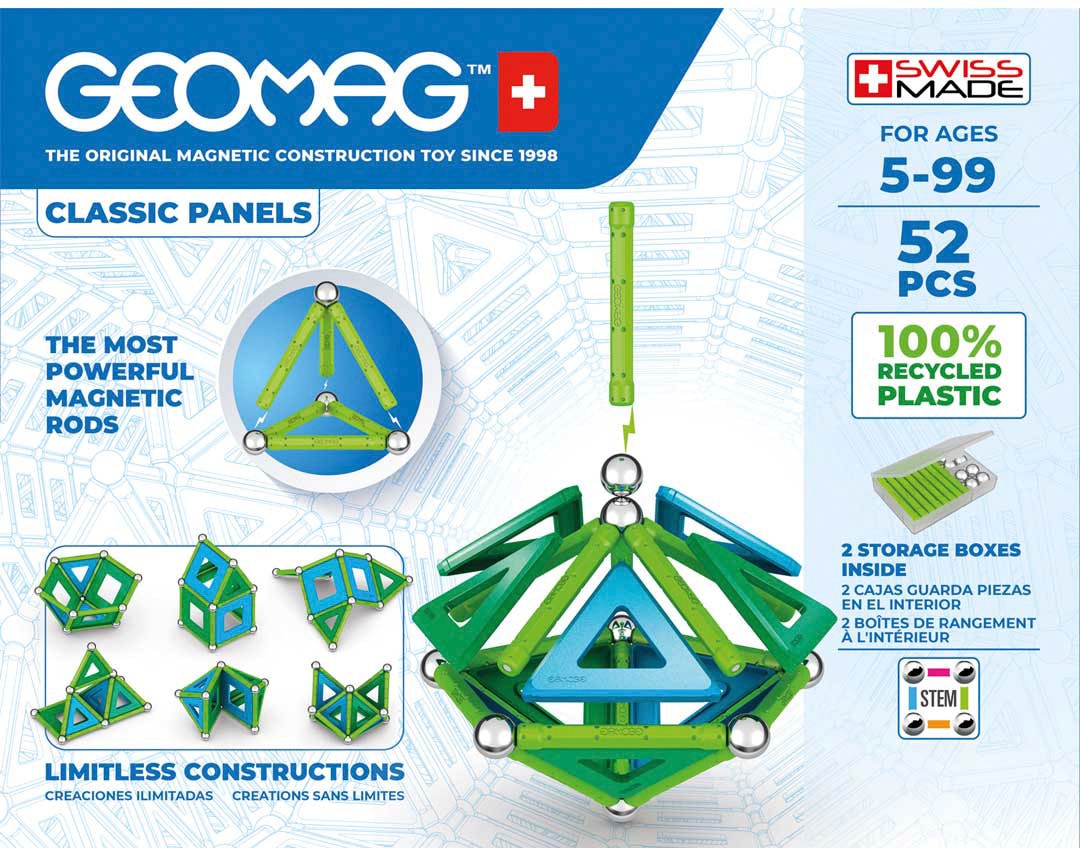 Geomag™ Magnetspielbausteine »GEOMAG™ Classic Panels, Recycled«, (52 St.), aus recyceltem Material; Made in Europe