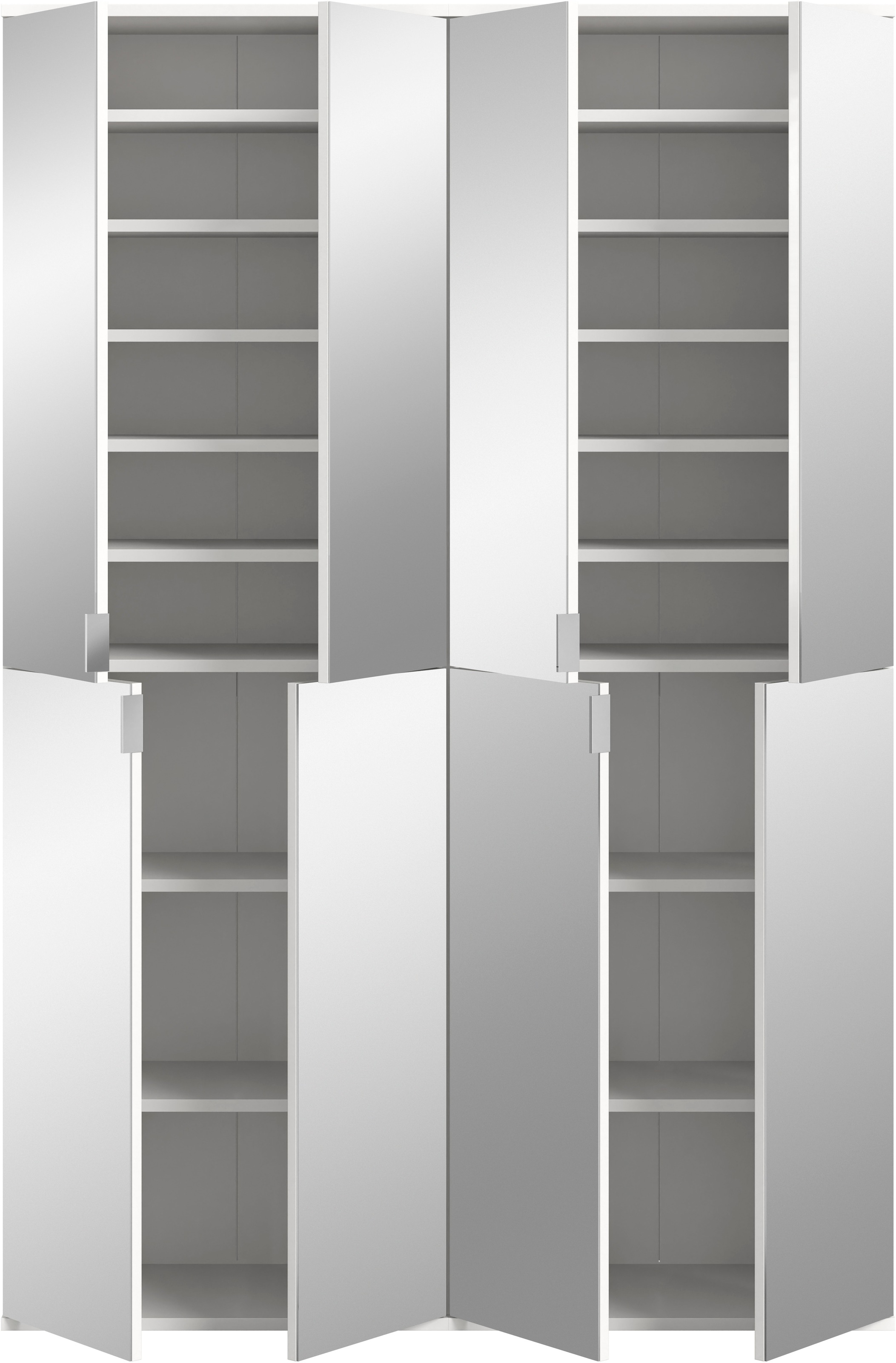 INOSIGN Garderoben-Set »Trondheim, Breite 122cm, best. aus 2 Schränken, 8 Türen, 18 Fächer«, (Set, 2 St.), inkl. ausziehbarer Kleiderstange, Garderobenschrank, Kleiderschrank