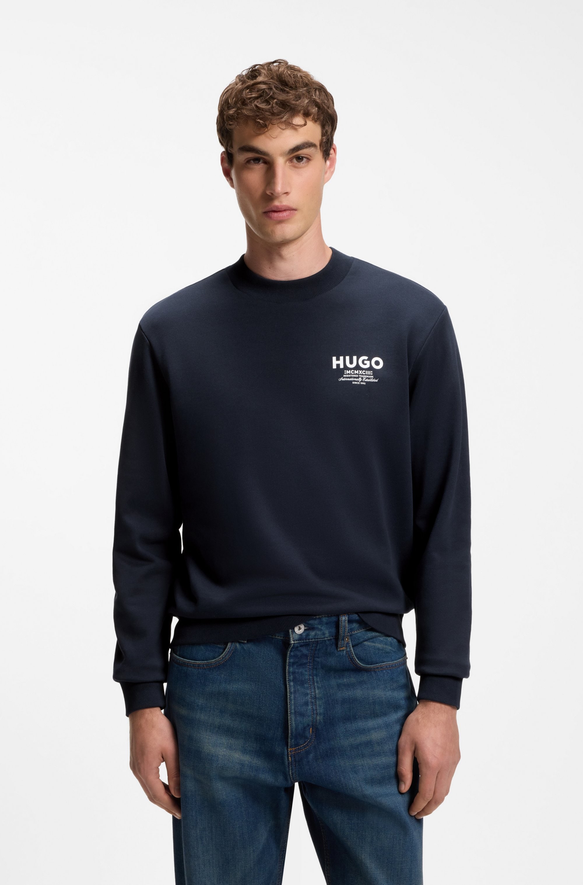 HUGO Sweatshirt »Nespon«, Rundhalsausschnitt, Regular Fit, reine Baumwolle
