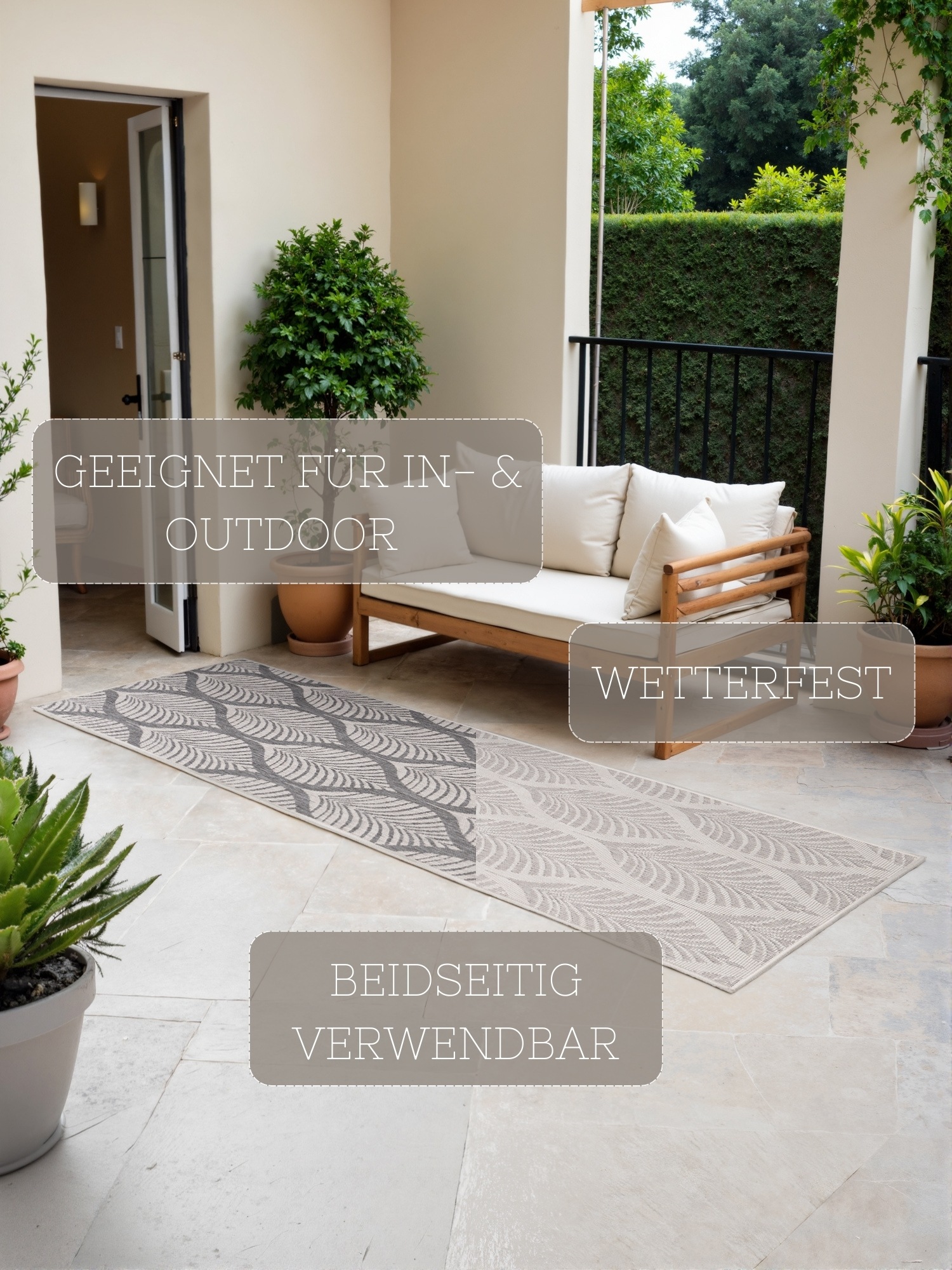 NORTHRUGS Outdoorteppich »Liora Wendeteppich«, rechteckig, 5 mm Höhe, Läufer, In und Outdoor, Flachgewebe, wetterfest, pflegeleicht, robust