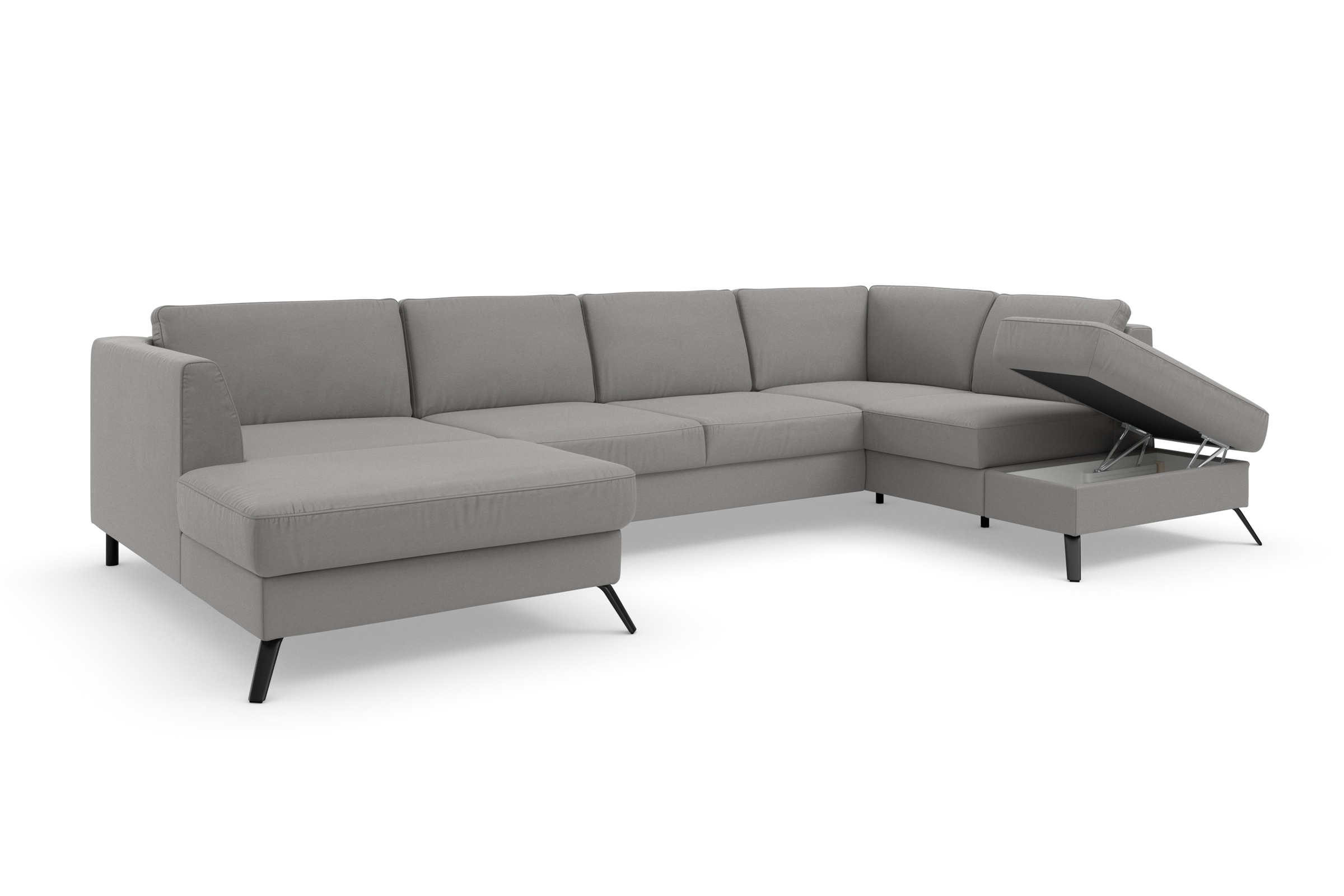 sit&more Wohnlandschaft »Olsen U-Form«, inklusive Sitztiefenverstellung, wahlweise mit Bettfunktion, 15cm hoch