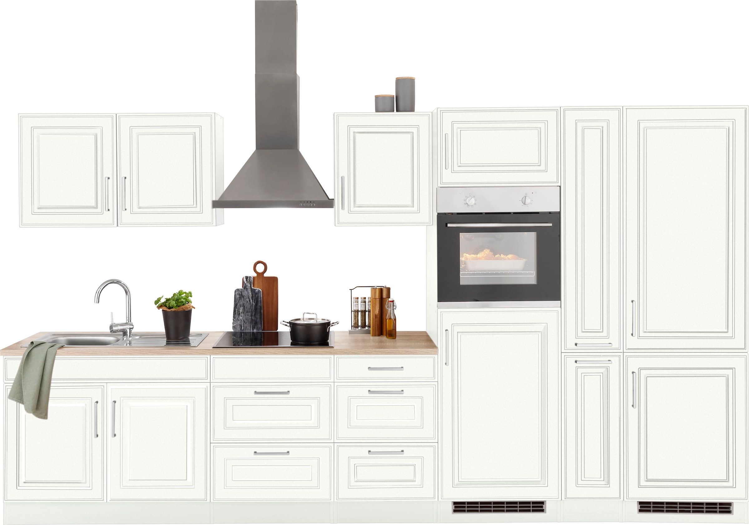 Küchenzeile Landhaus-Stil Fronten Breite im HELD bei MÖBEL mit cm, 360 OTTO »Stockholm«, MDF hochwertigen bestellen
