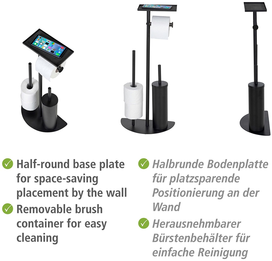 WENKO WC-Garnitur »Modell Cosenza Neo«, aus Metall-Kunststoff, platzsparende 4-in-1 Standgarnitur mit Ablage, lackierter Stahl