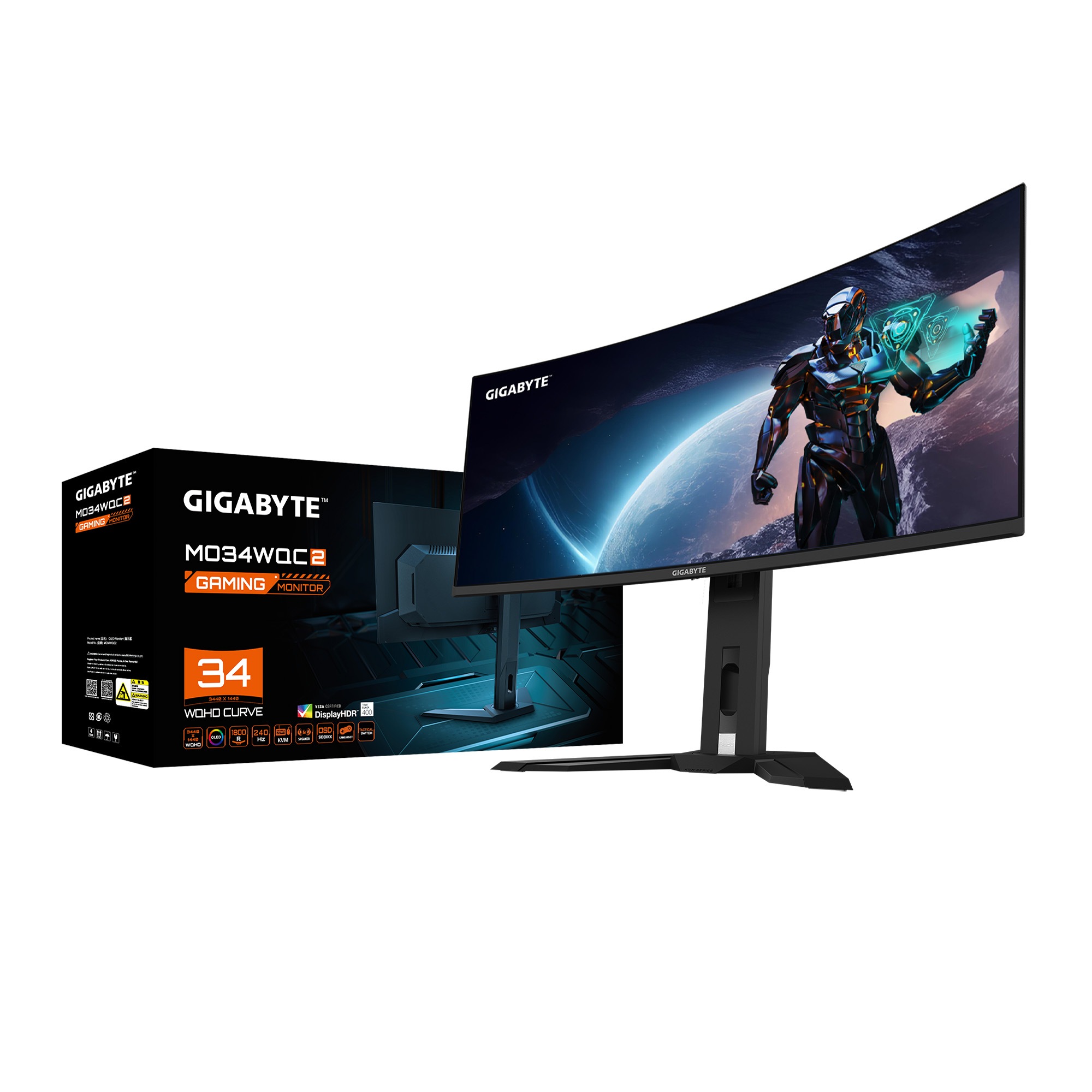 Gigabyte Curved-OLED-Monitor »MO34WQC2«, 86,8 cm/34 Zoll, 3440 x 1440 px, WQHD, 0,03 ms Reaktionszeit, 175 Hz