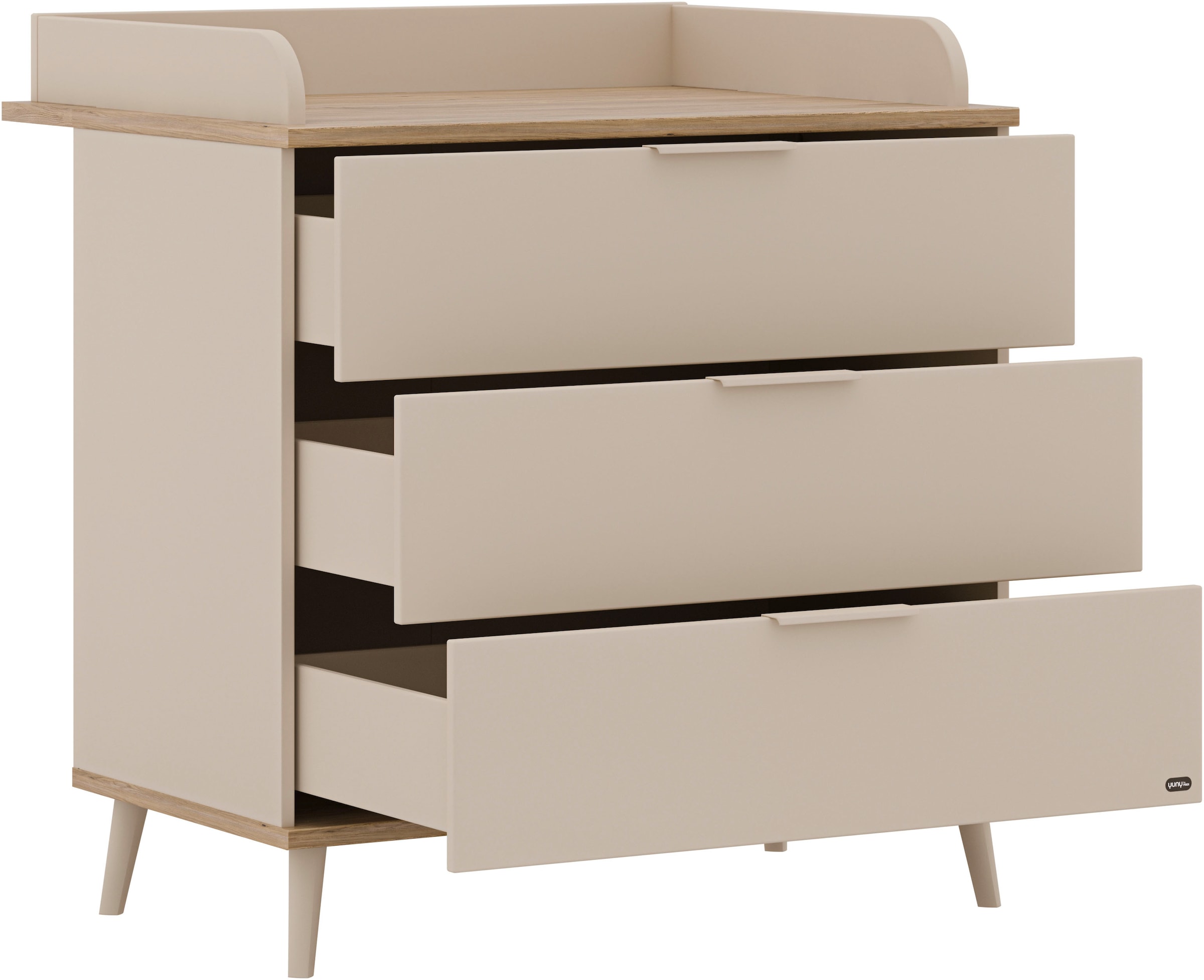 YUNY by PAIDI Wickelkommode »HAZEL in Beige, 3 Schubladen mit Soft-Close, inkl. Wickelaufsatz« bis 50 kg 95 cm Breite, Kommode mit abnehmbarem Aufsatz, geprüfte Sicherheit 94,7 cm